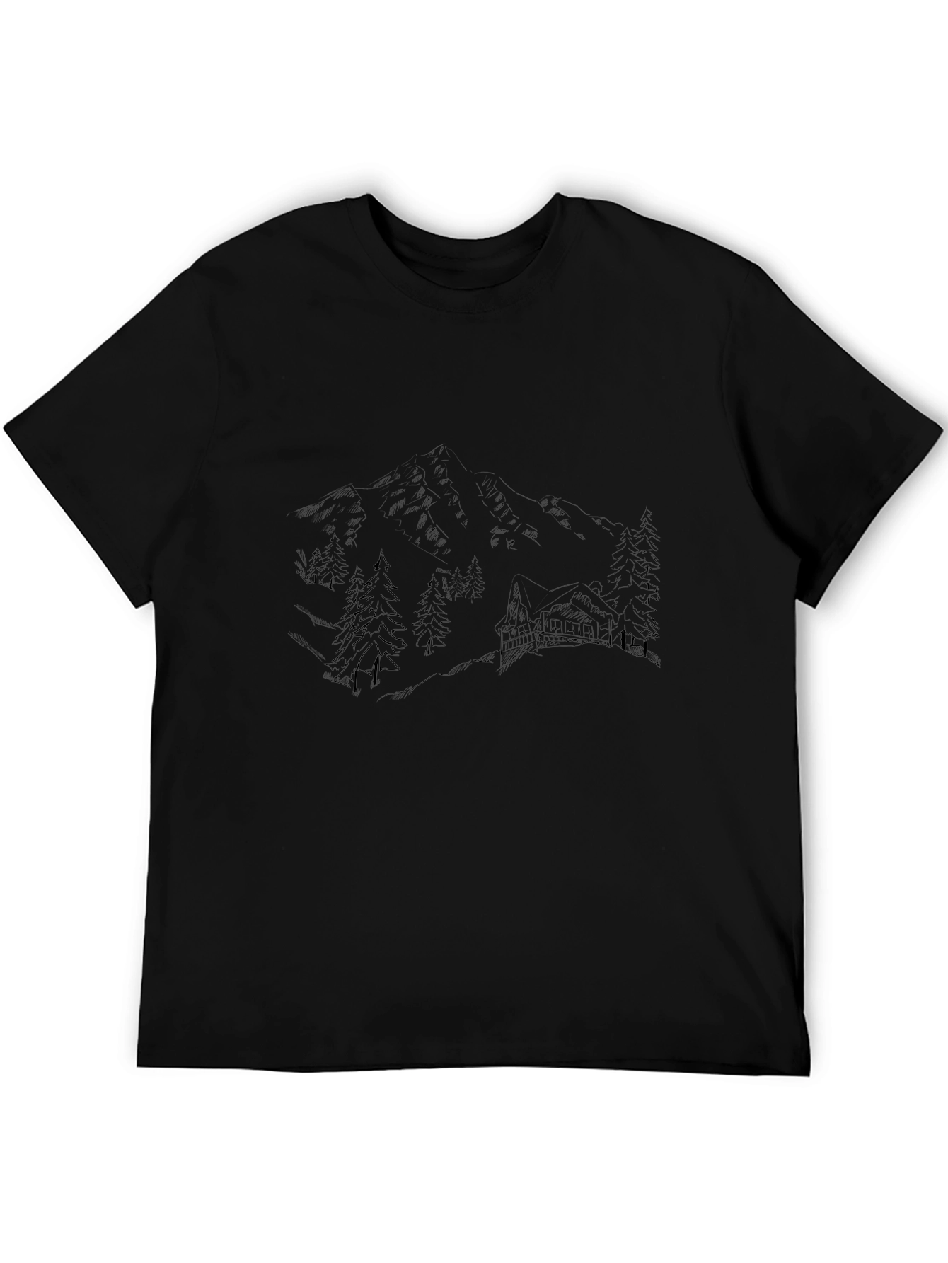 Mountain Cabin Graphic Tee - Black