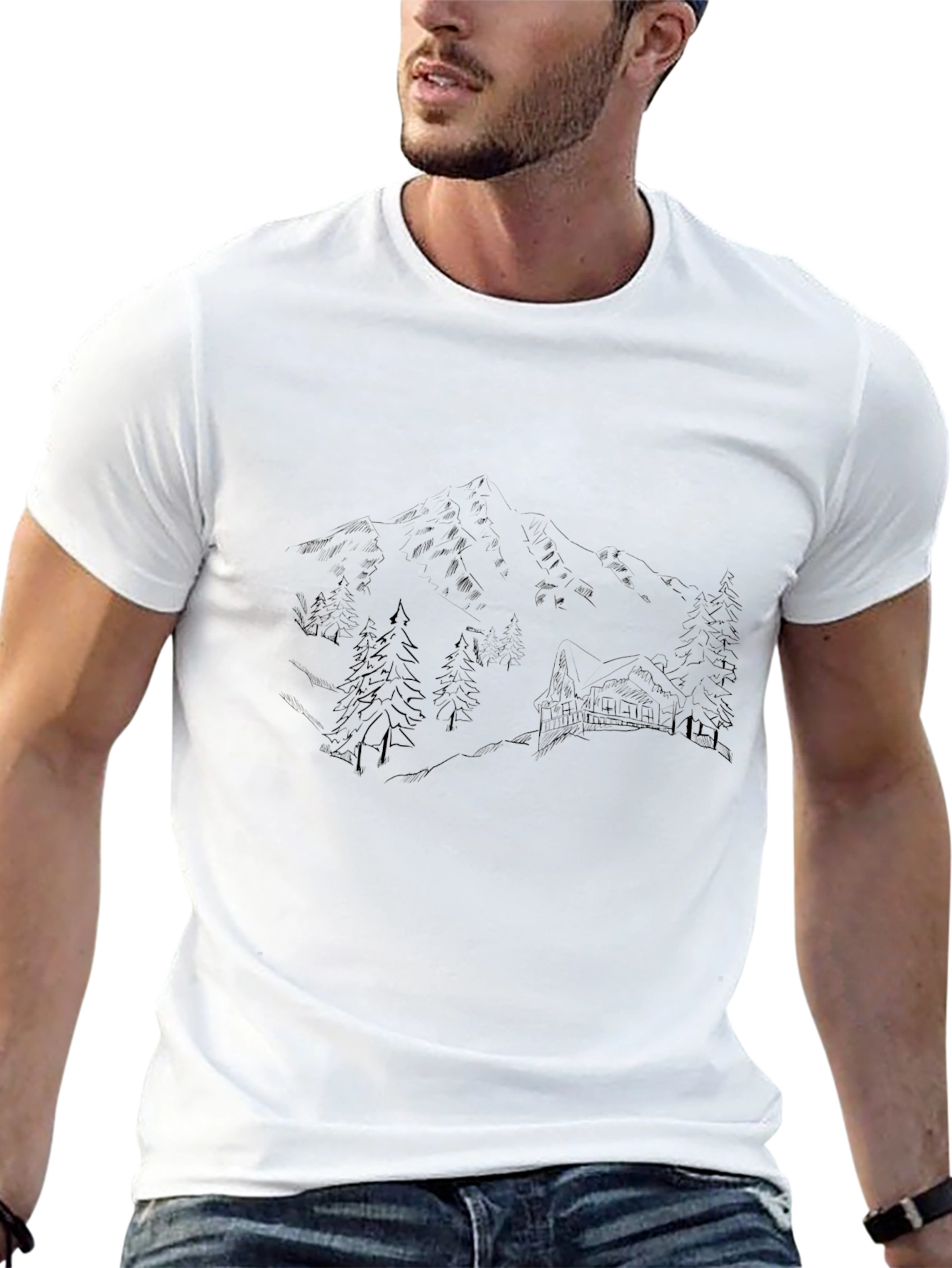 Mountain Cabin Graphic Tee - Black