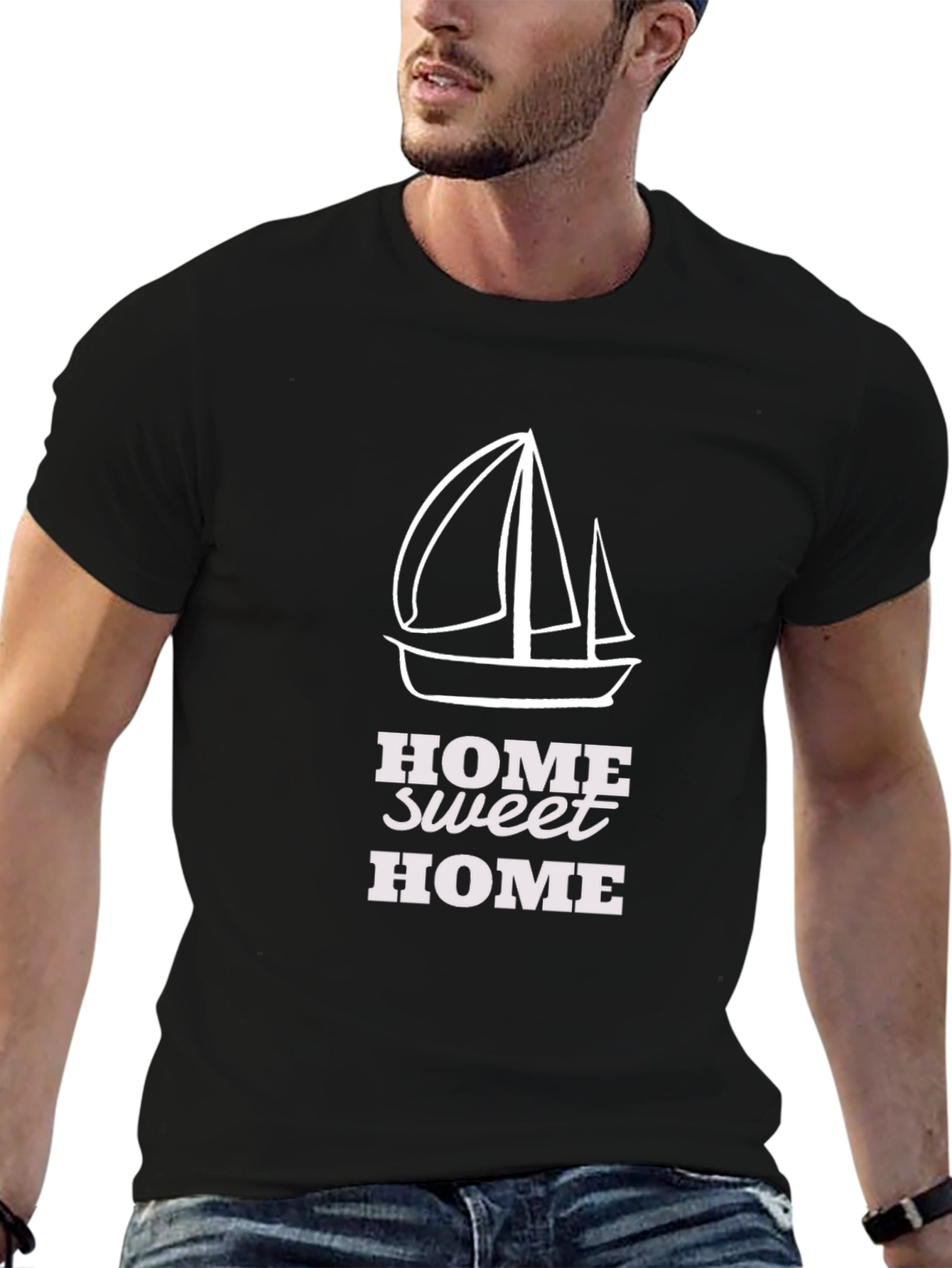 Home Sweet Home Sailboat Graphic Tee - Black