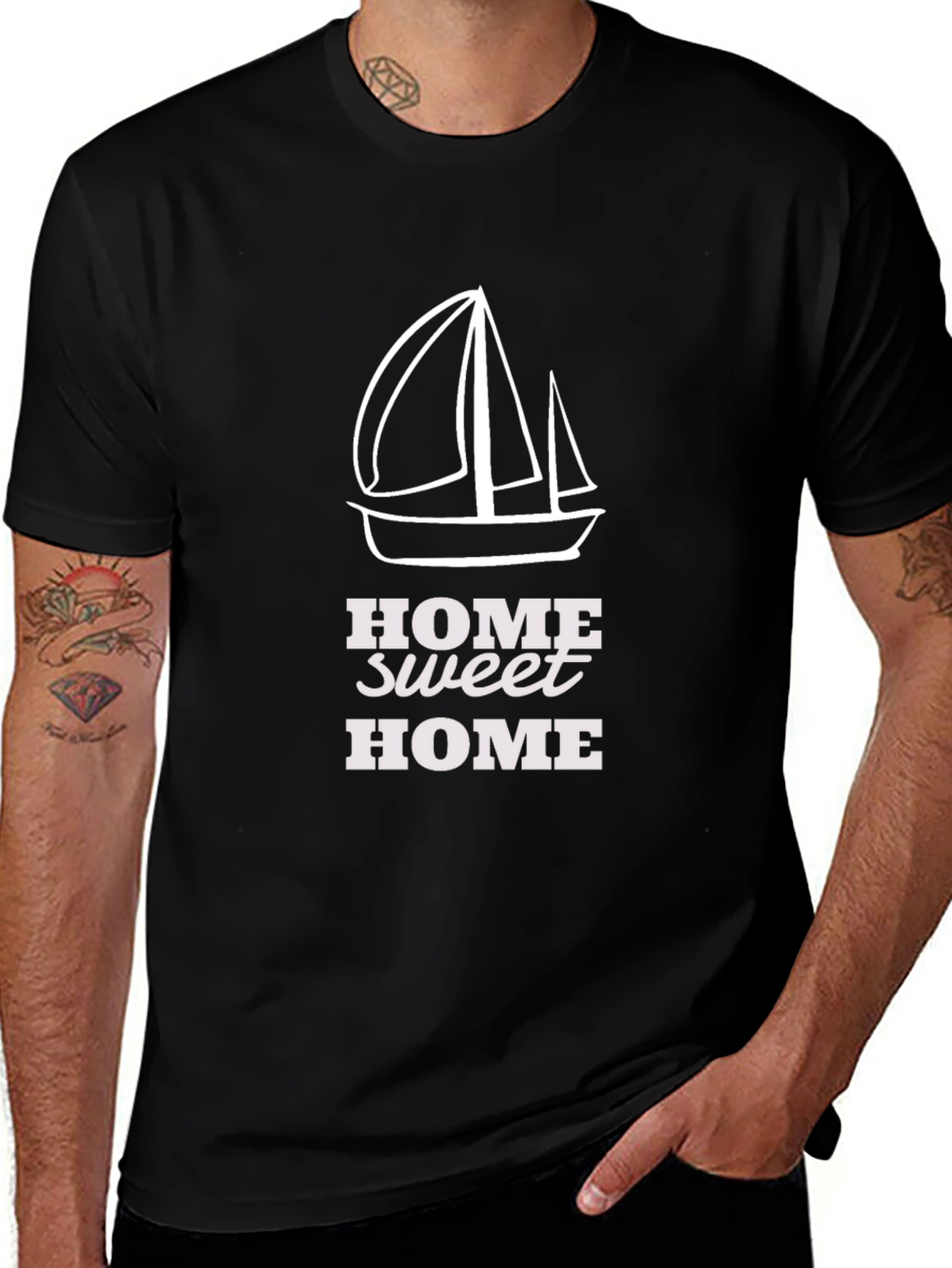 Home Sweet Home Sailboat Graphic Tee - Black