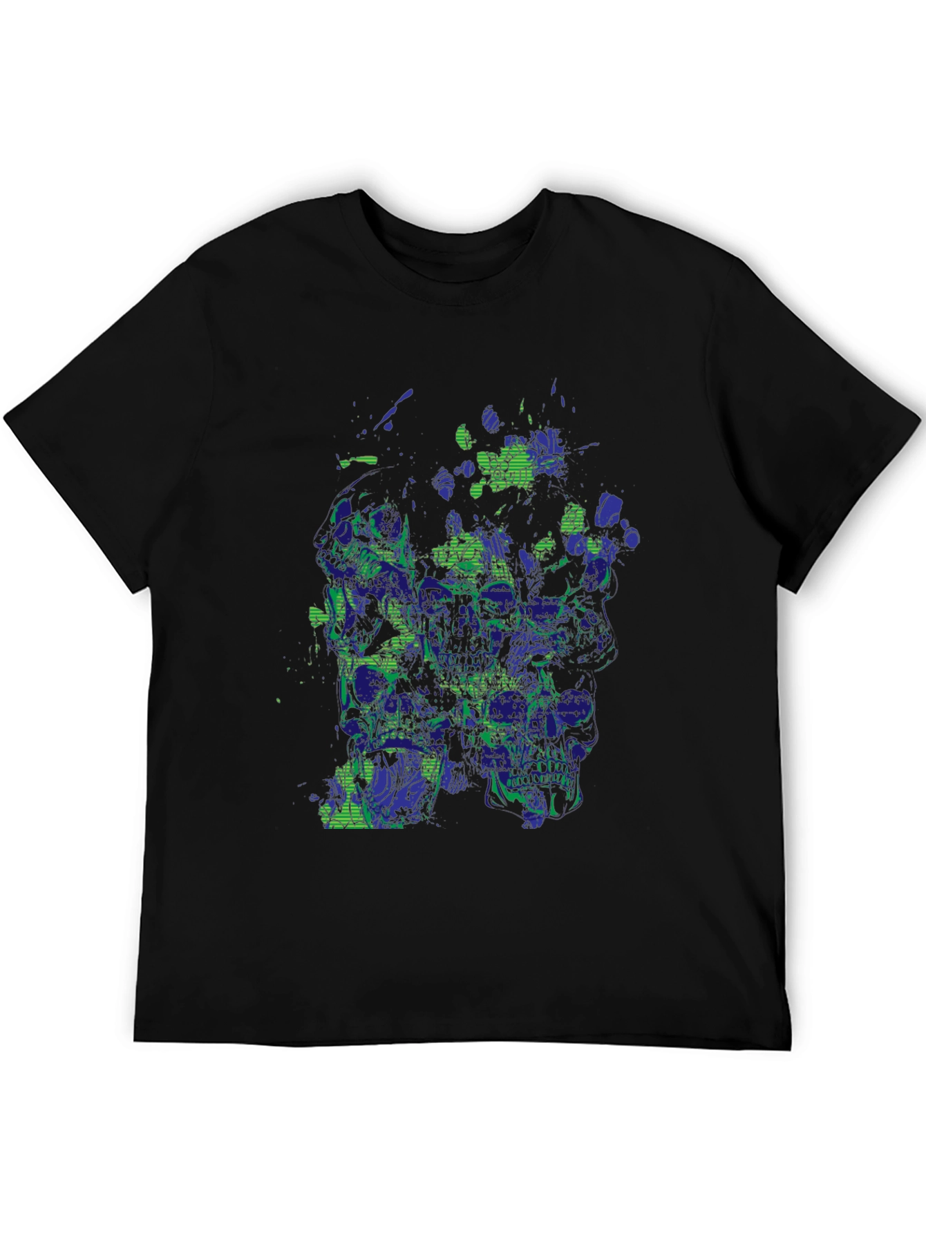 Abstract Skull Graphic Print Black T-Shirt