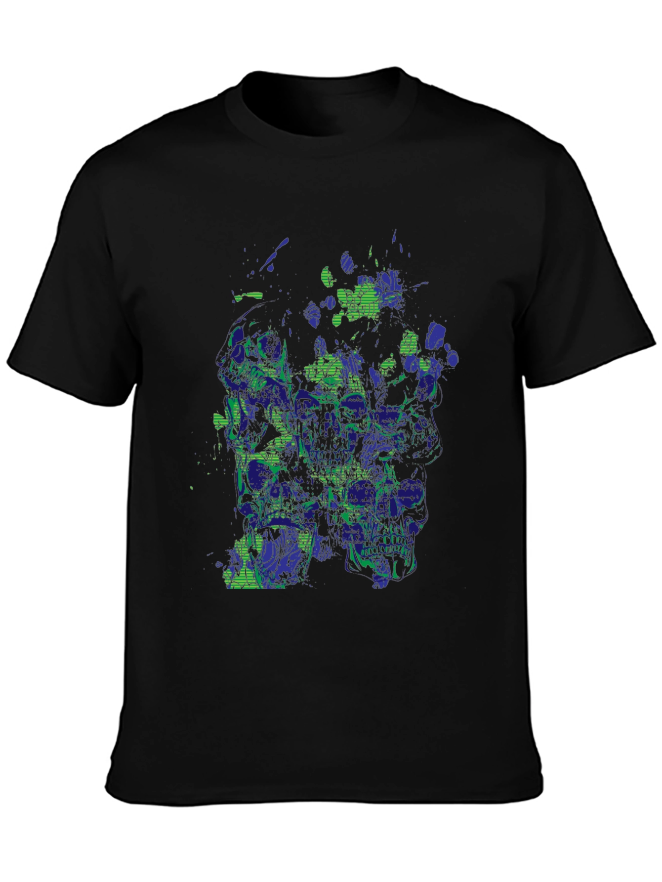 Abstract Skull Graphic Print Black T-Shirt