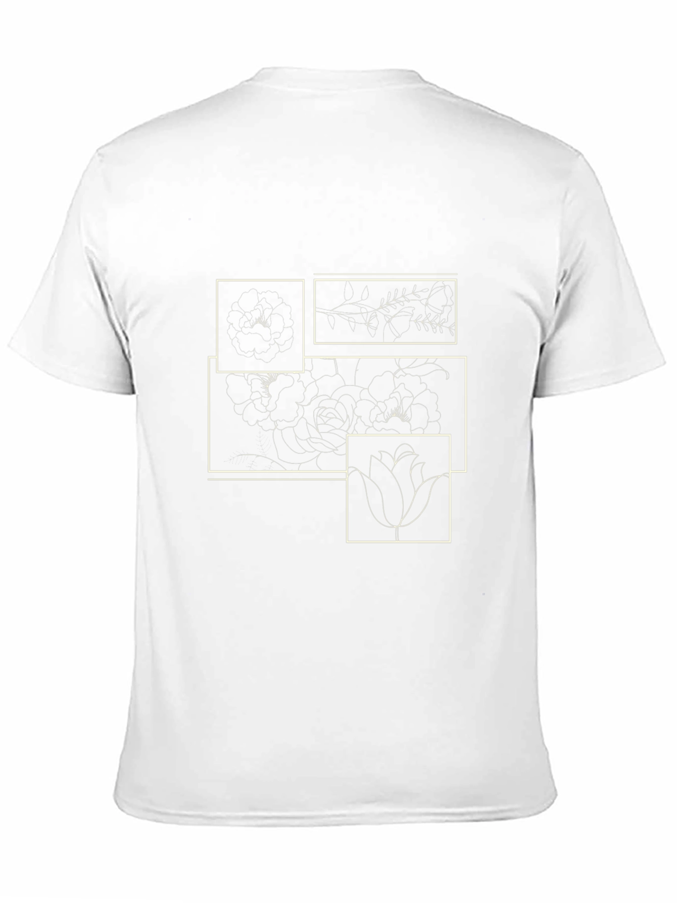 Floral Line Art Graphic Print Black T-Shirt
