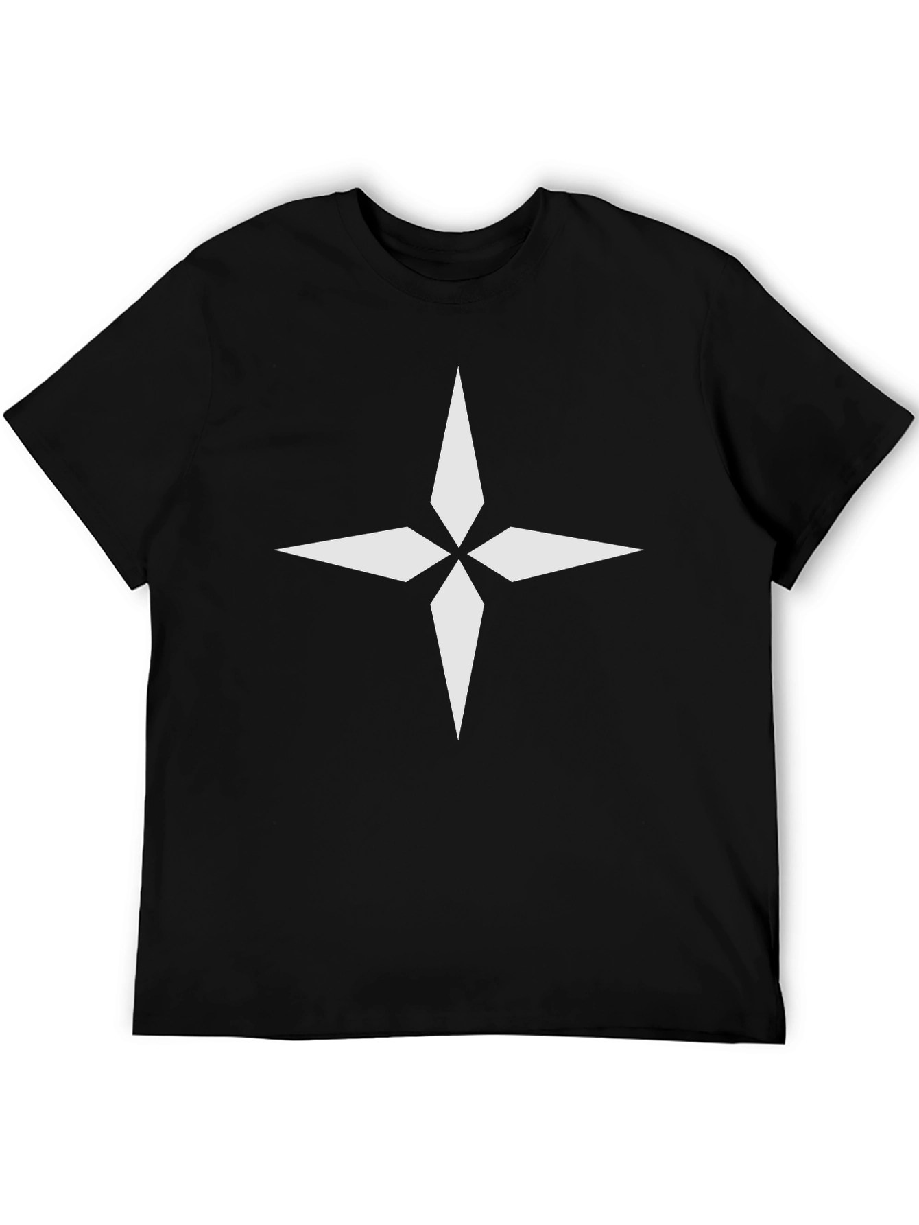 Modern Black T-Shirt with White Compass Graphic