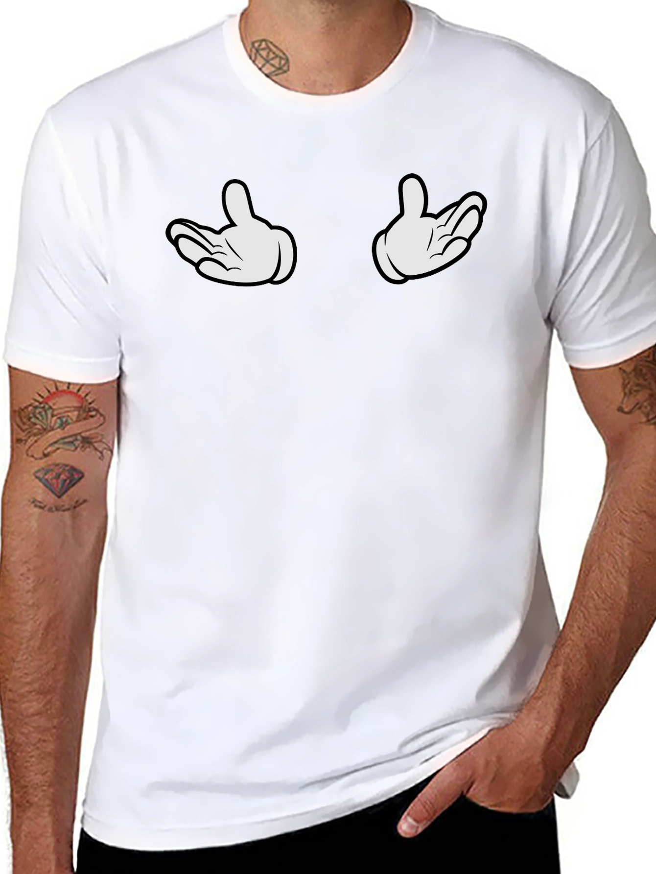 Cartoon Hands Black T-Shirt