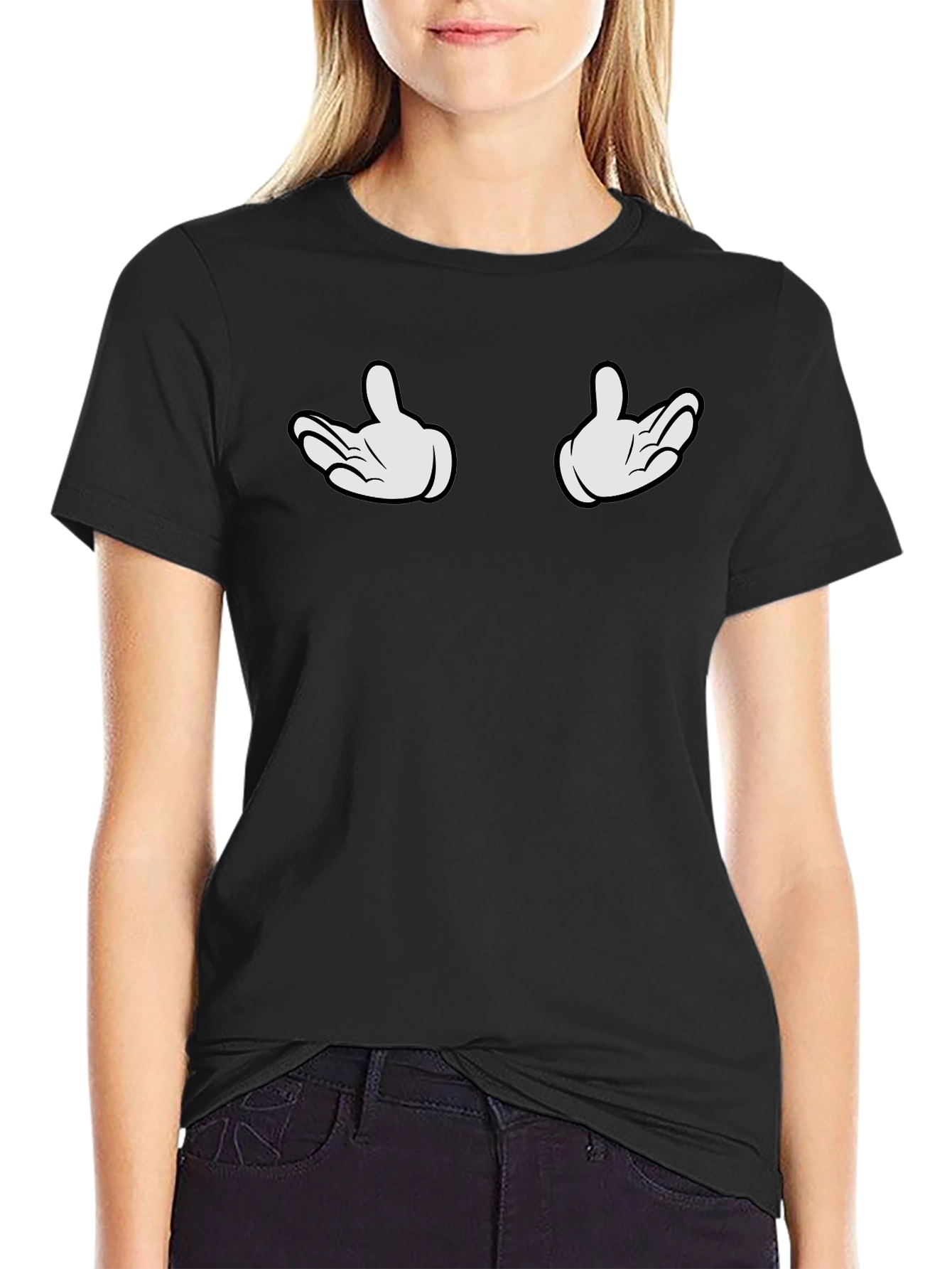 Cartoon Hands Black T-Shirt