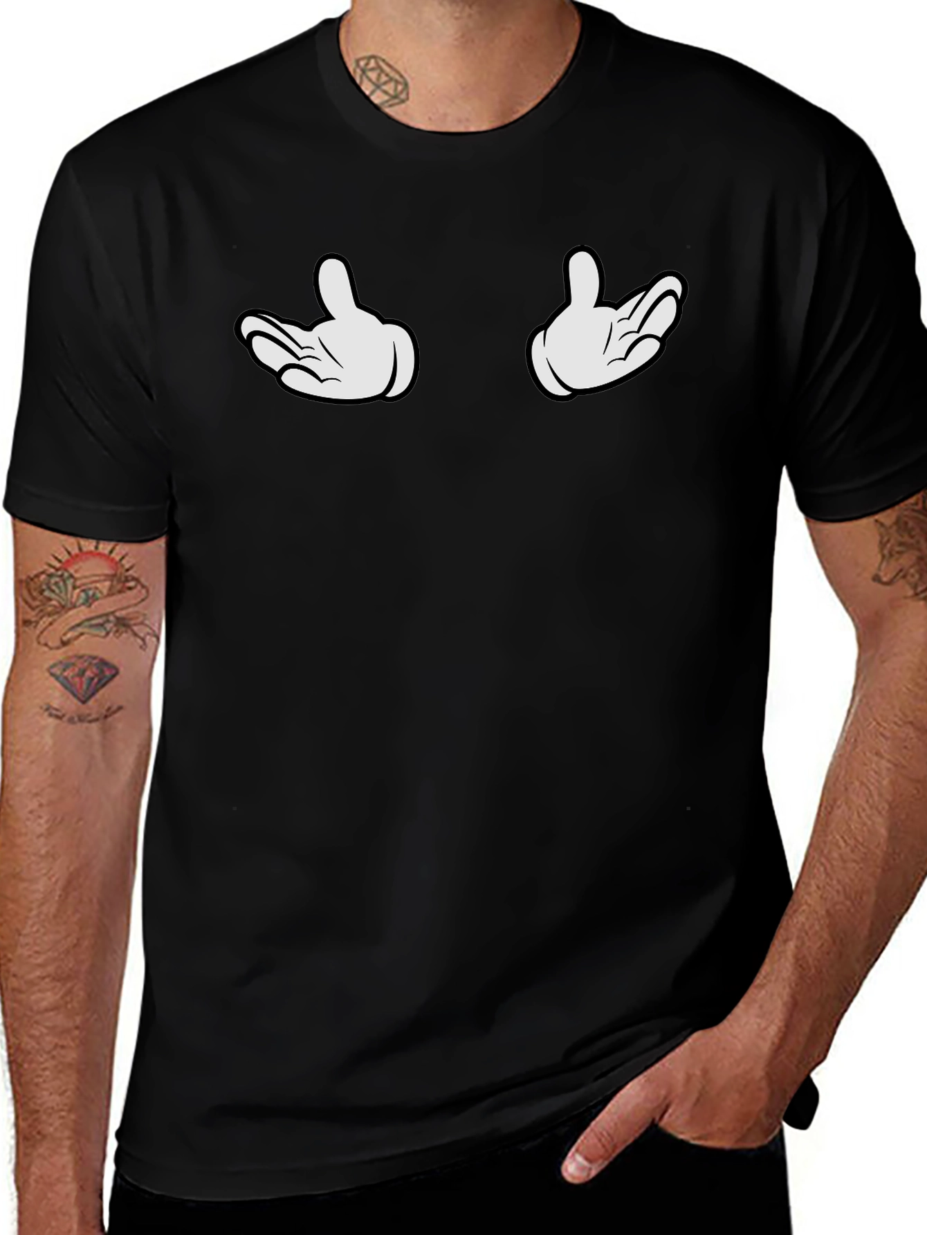 Cartoon Hands Black T-Shirt