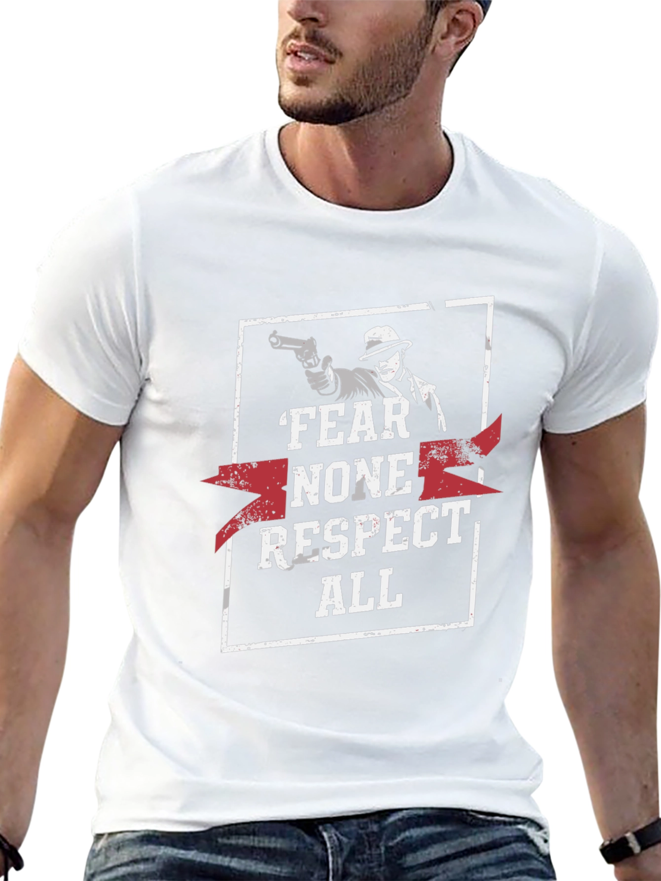 Fear None Respect All Graphic Print Black T-Shirt