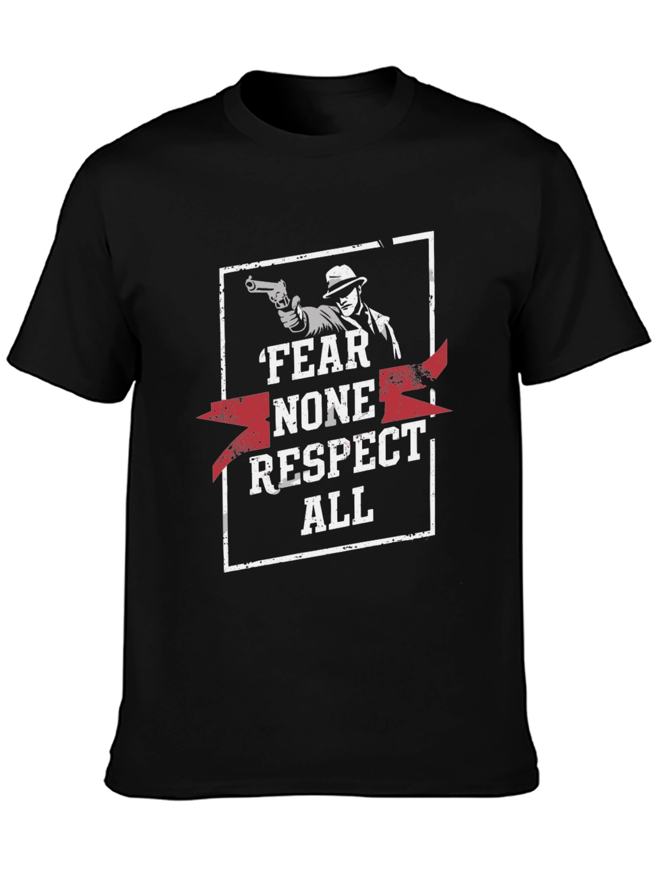 Fear None Respect All Graphic Print Black T-Shirt