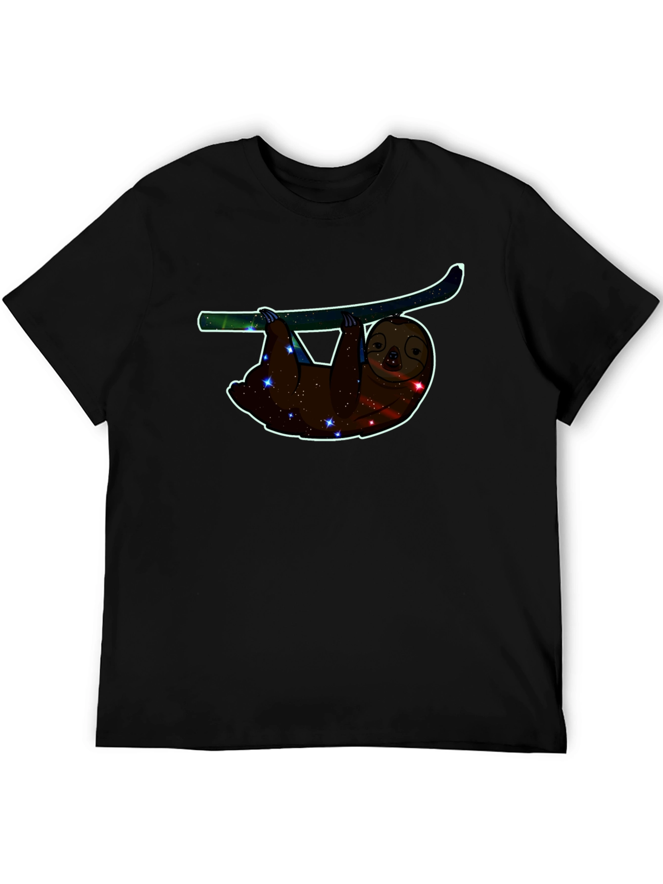 Cosmic Sloth Graphic Tee - Black Crew Neck