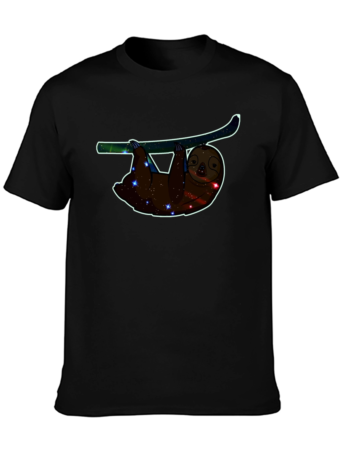Cosmic Sloth Graphic Tee - Black Crew Neck