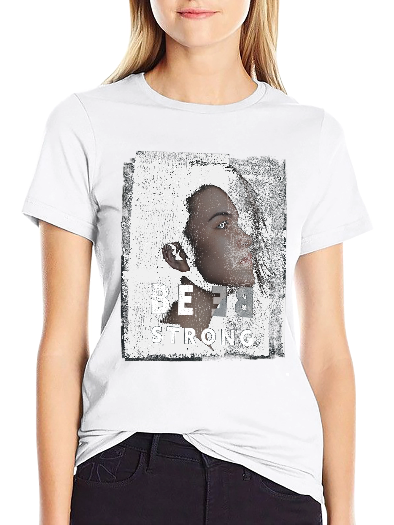 Be Strong Graphic Print Black T-Shirt
