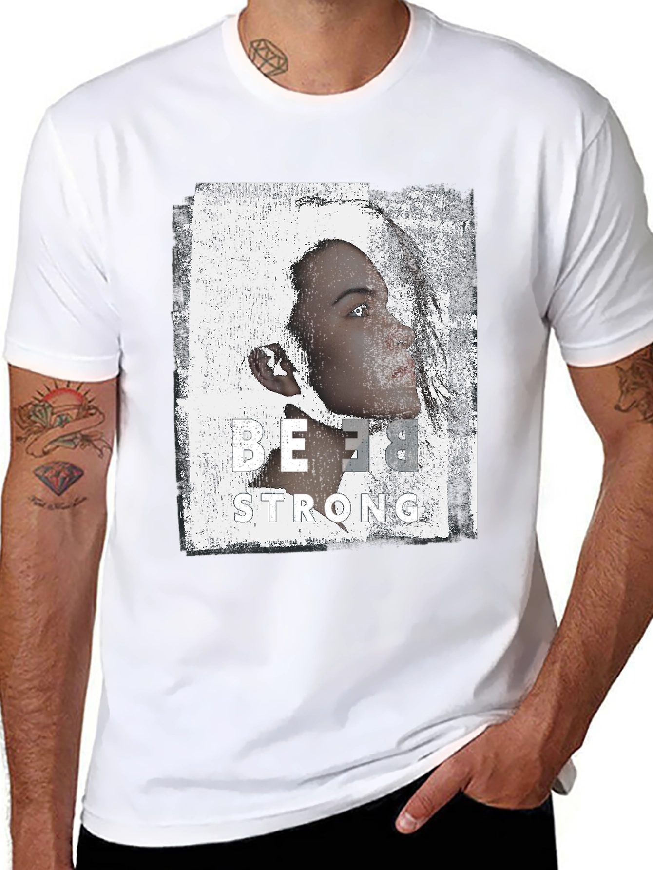 Be Strong Graphic Print Black T-Shirt