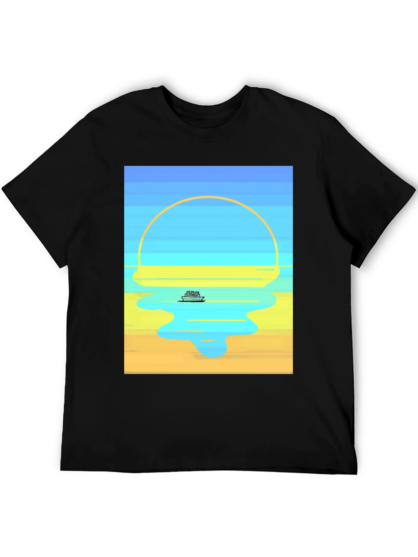 Sunset Cruise Graphic Tee - Modern Art Style