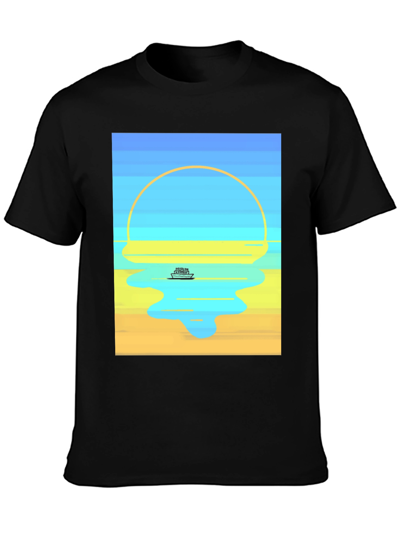 Sunset Cruise Graphic Tee - Modern Art Style