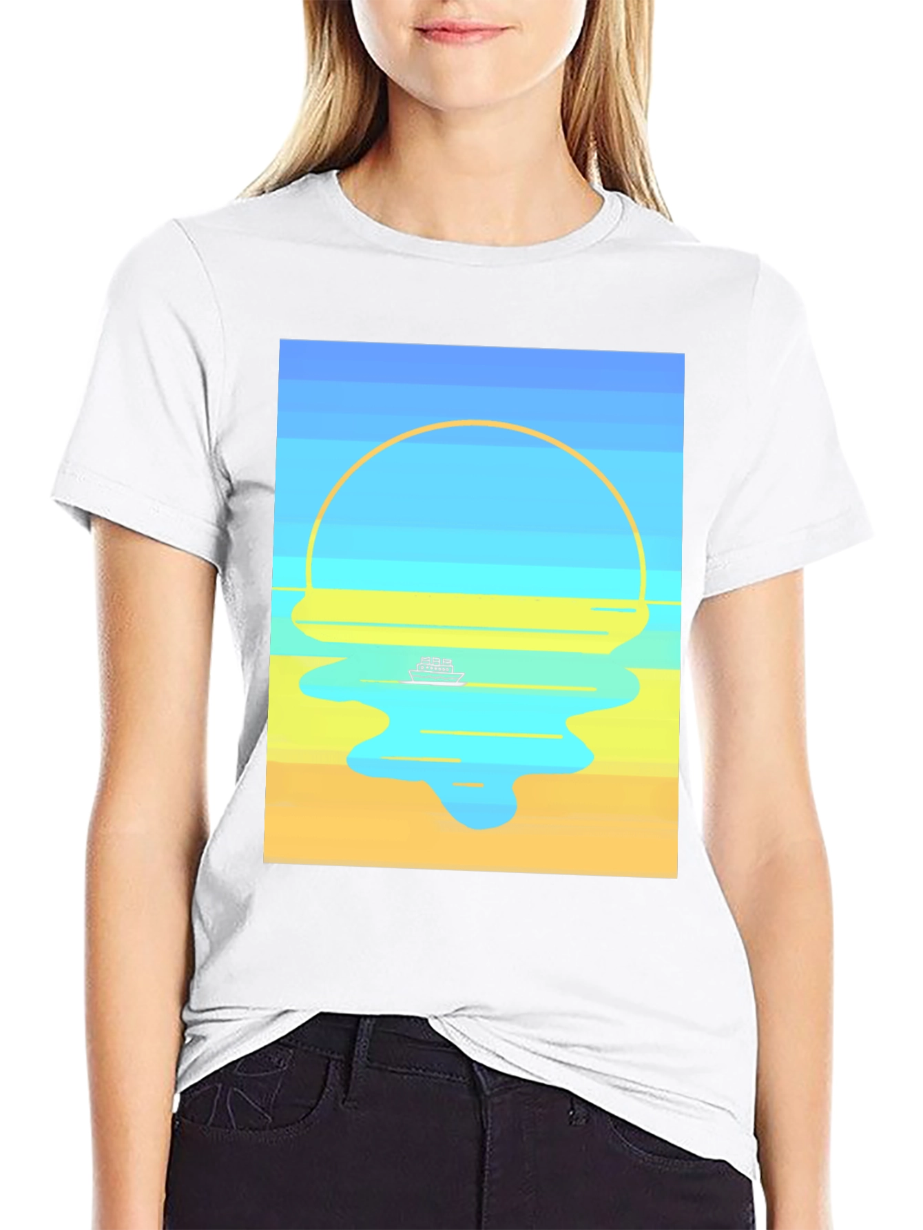 Sunset Cruise Graphic Tee - Modern Art Style