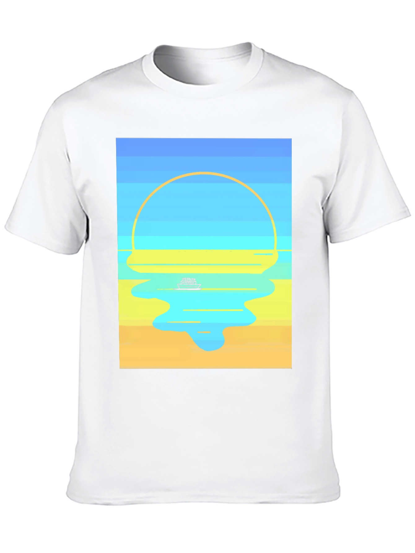 Sunset Cruise Graphic Tee - Modern Art Style