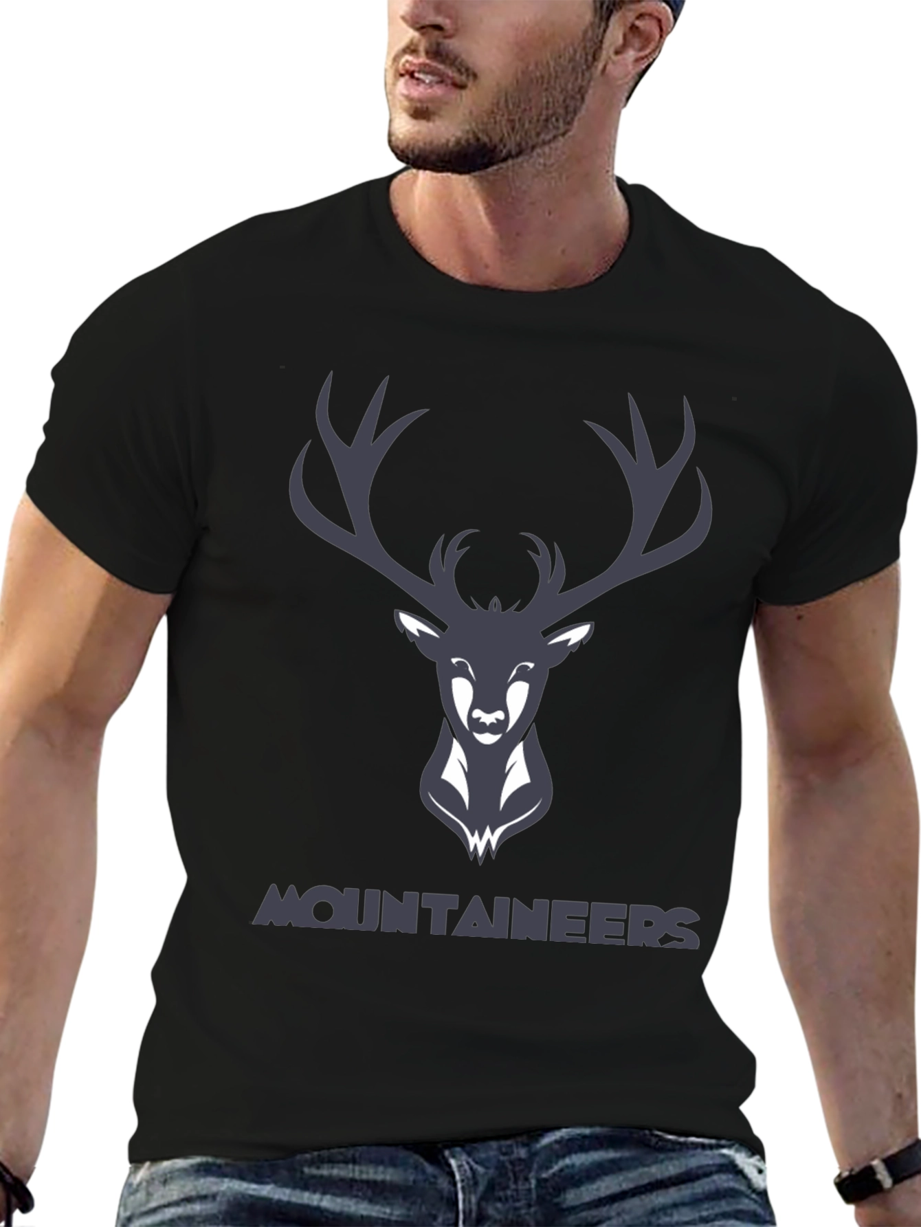 Mountaineers Black Graphic Tee with Deer Logo