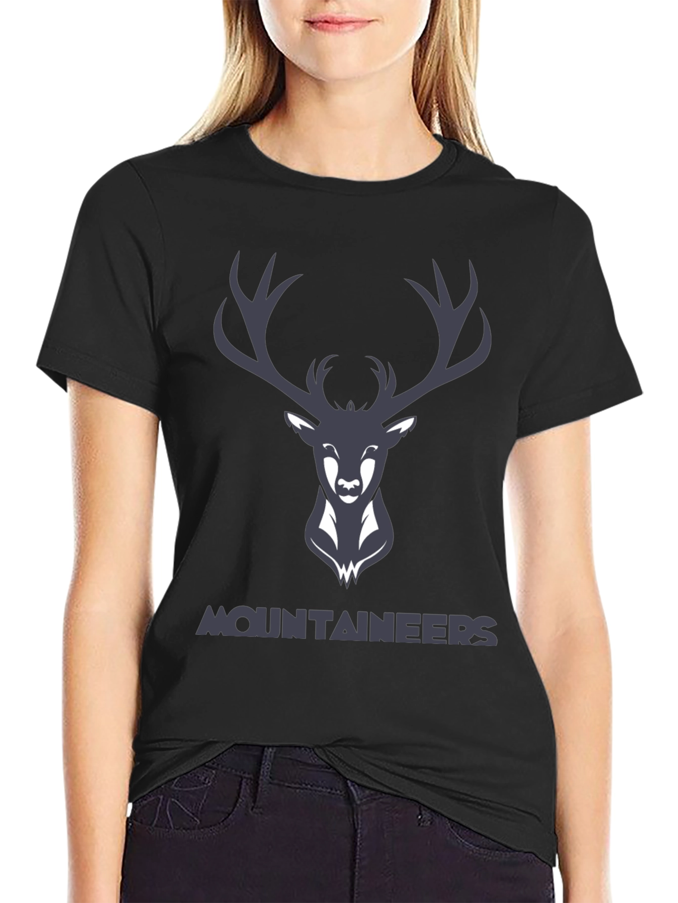 Mountaineers Black Graphic Tee with Deer Logo