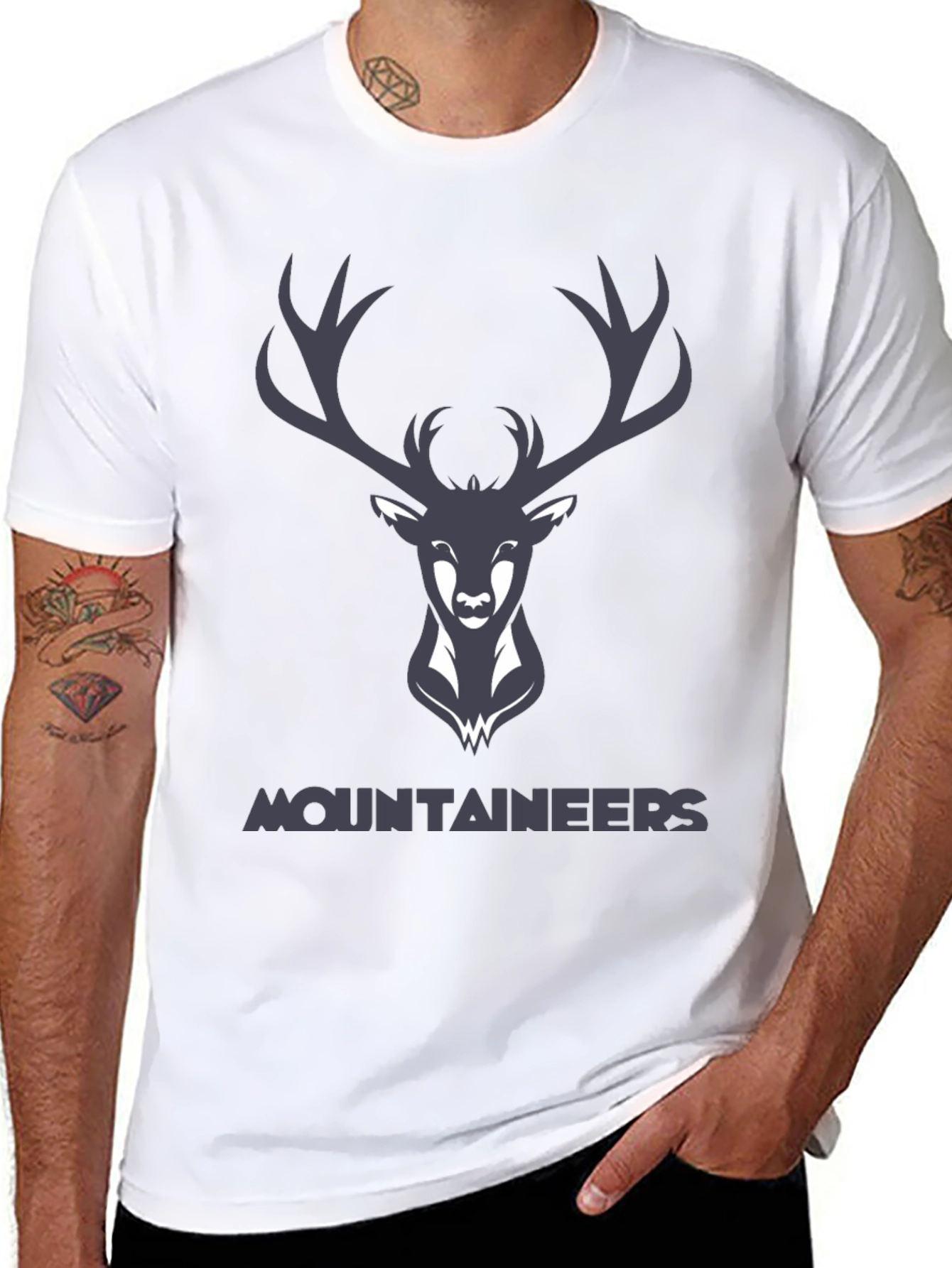 Mountaineers Black Graphic Tee with Deer Logo