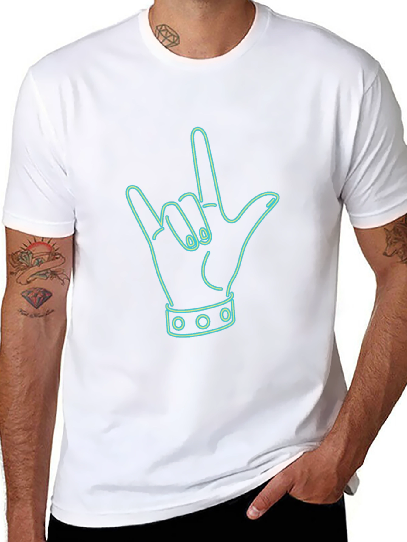 Rock On Hand Graphic Tee - Black