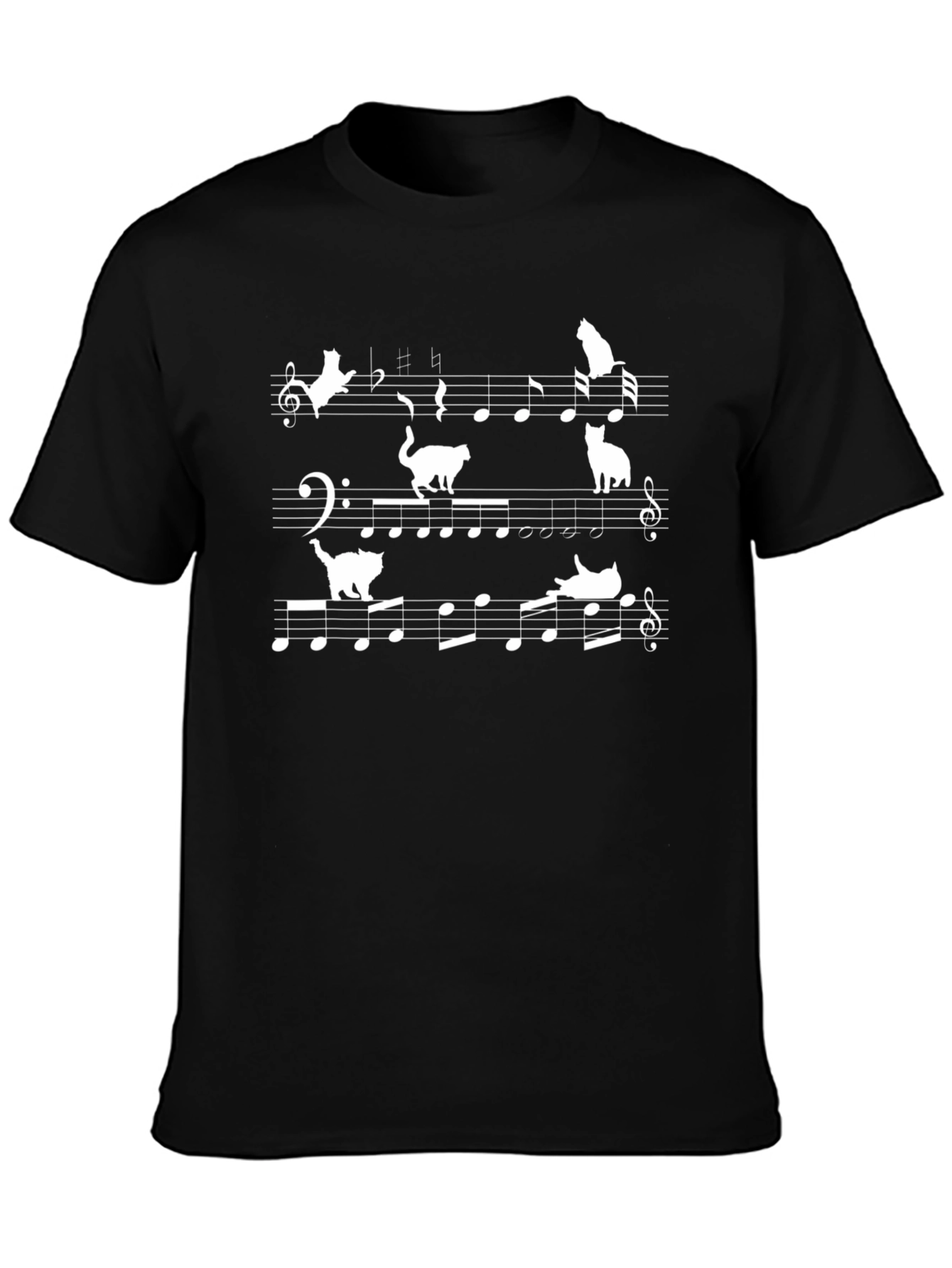 Musical Cats T-Shirt - Black Cotton Tee