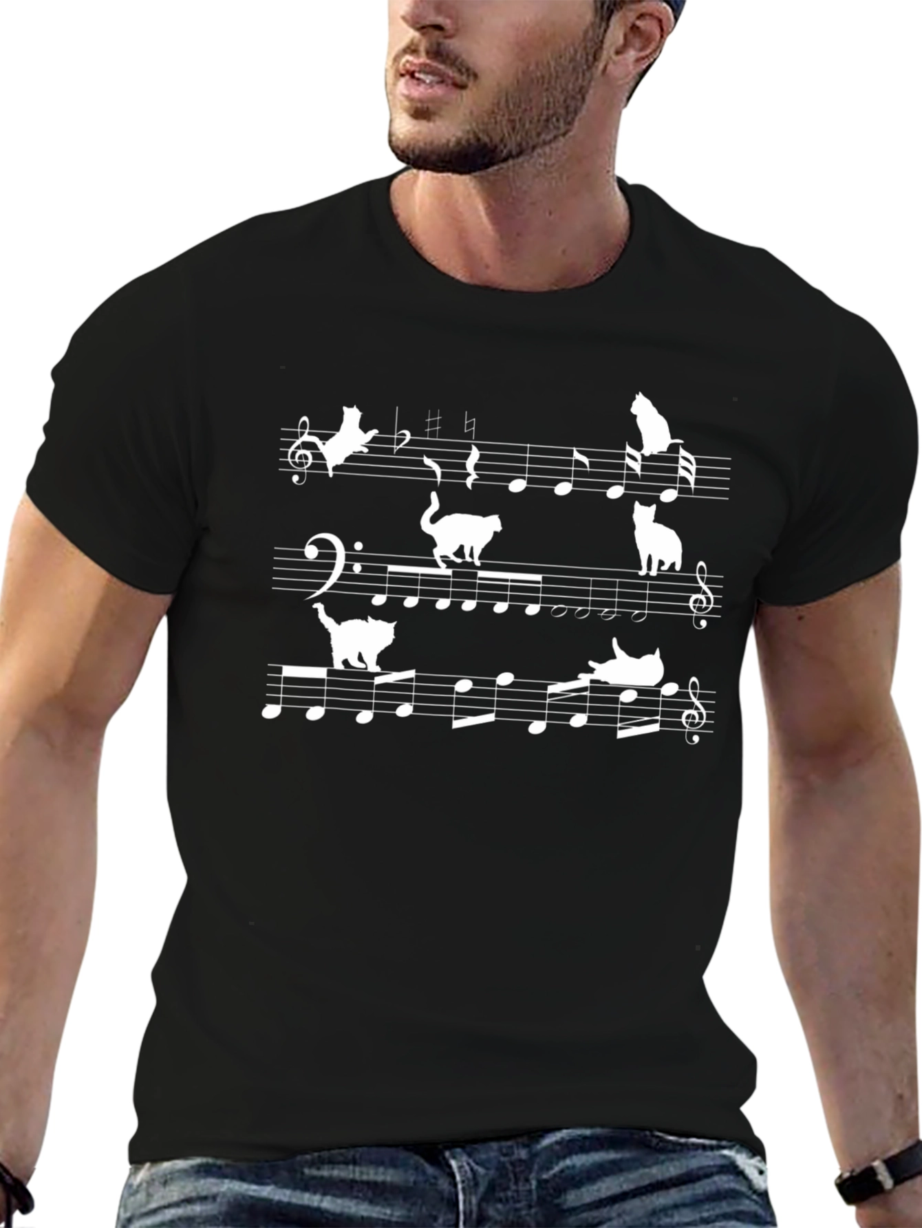 Musical Cats T-Shirt - Black Cotton Tee