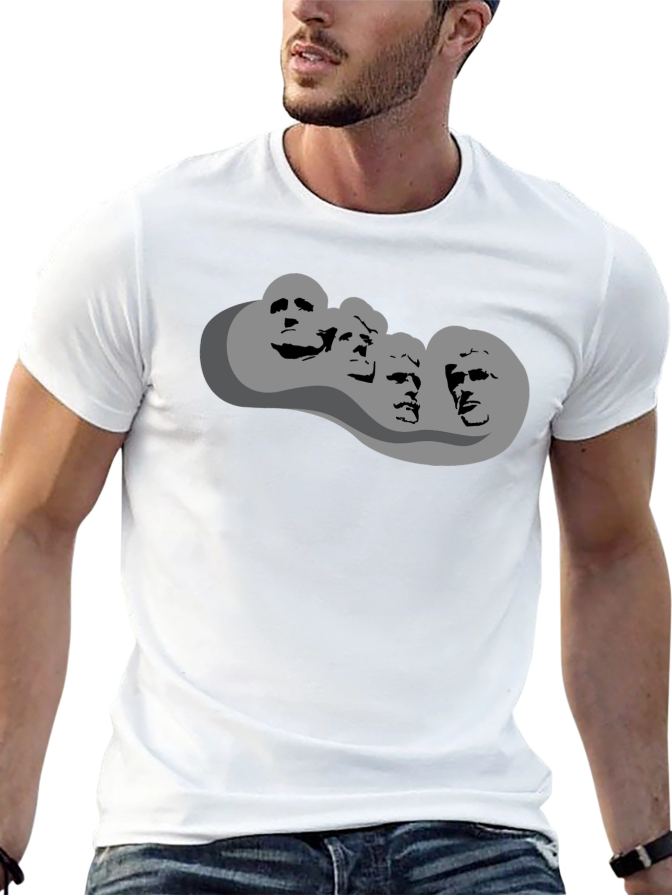 Mount Rushmore Graphic Print Black T-Shirt