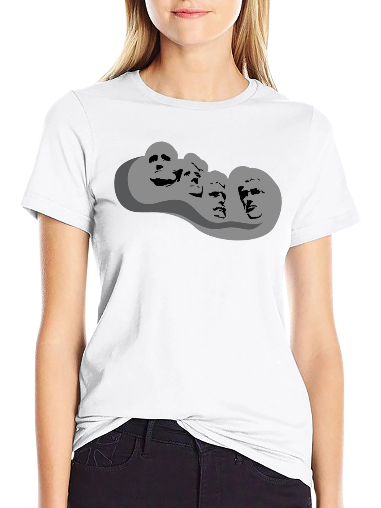 Mount Rushmore Graphic Print Black T-Shirt
