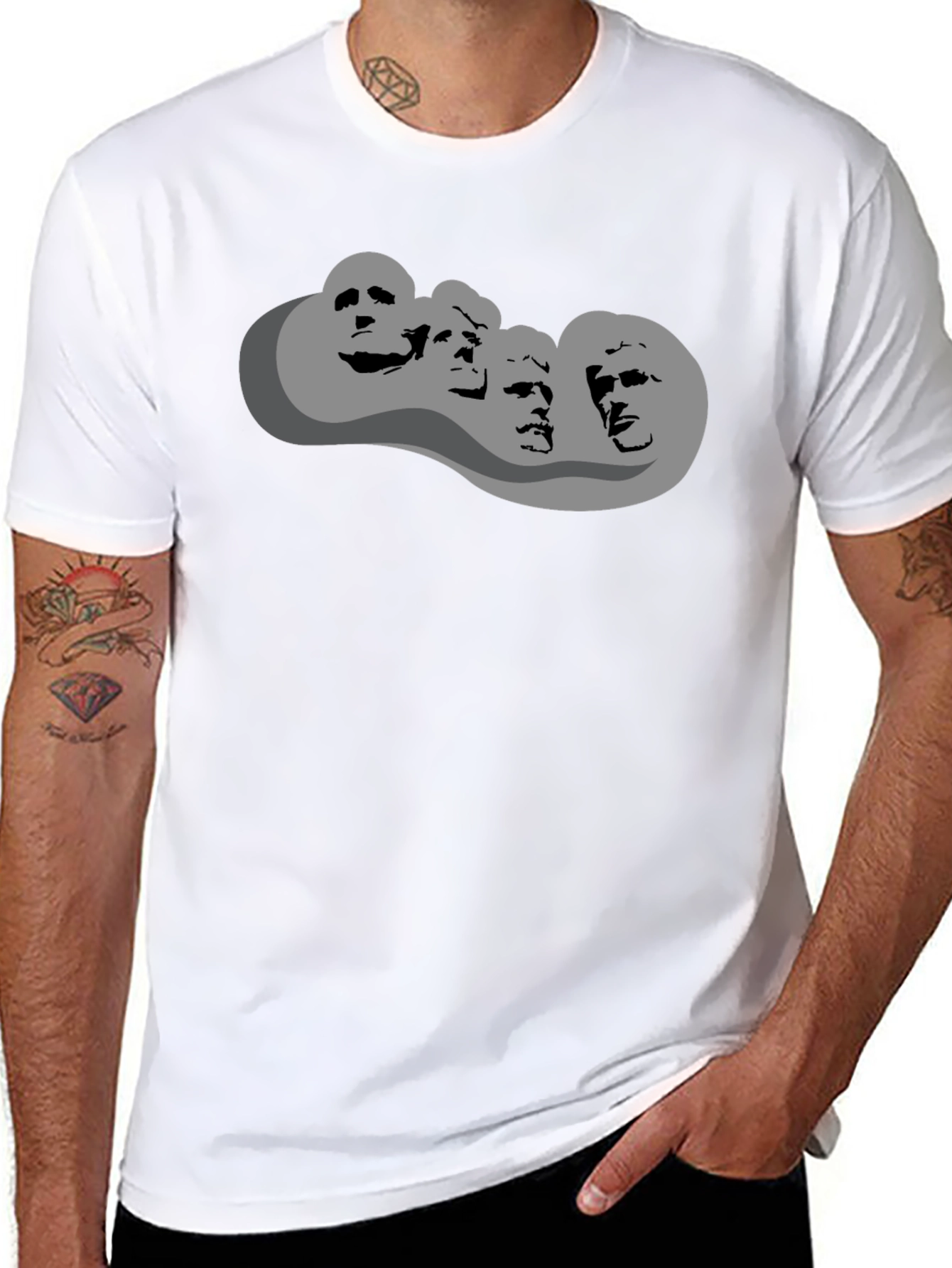 Mount Rushmore Graphic Print Black T-Shirt