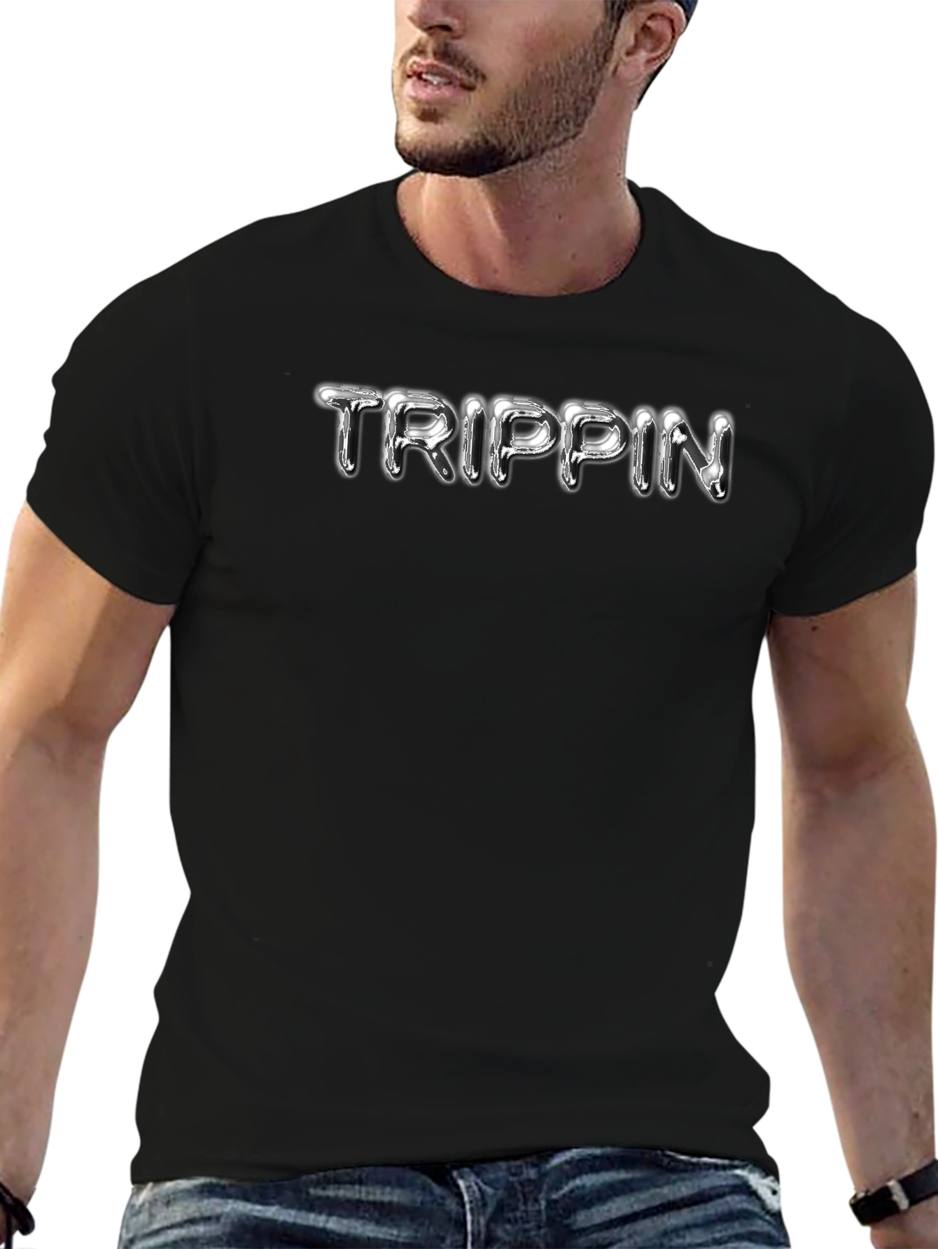 Trippin Black Graphic Tee - Cool & Casual