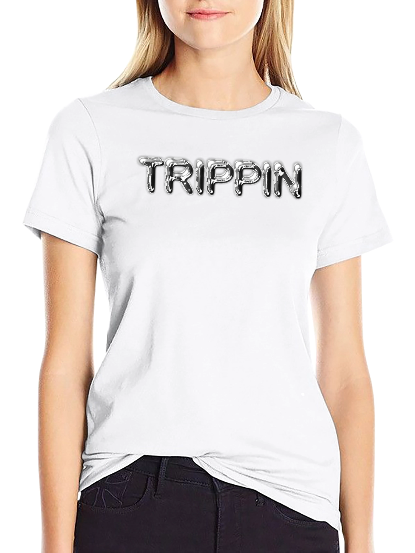 Trippin Black Graphic Tee - Cool & Casual