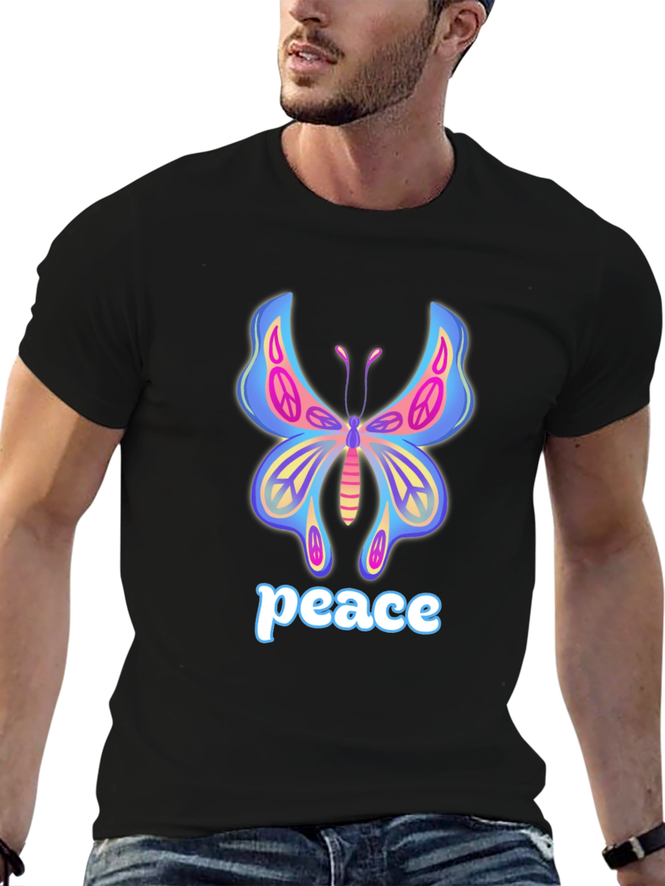 Peace Butterfly Black T-Shirt