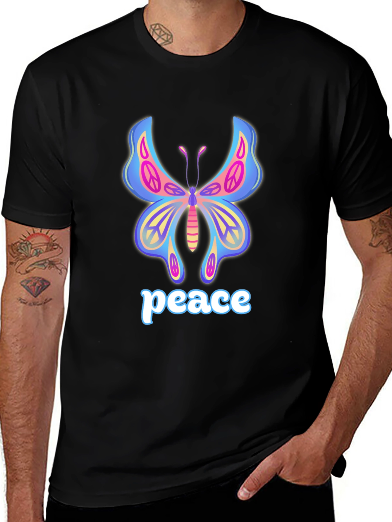 Peace Butterfly Black T-Shirt
