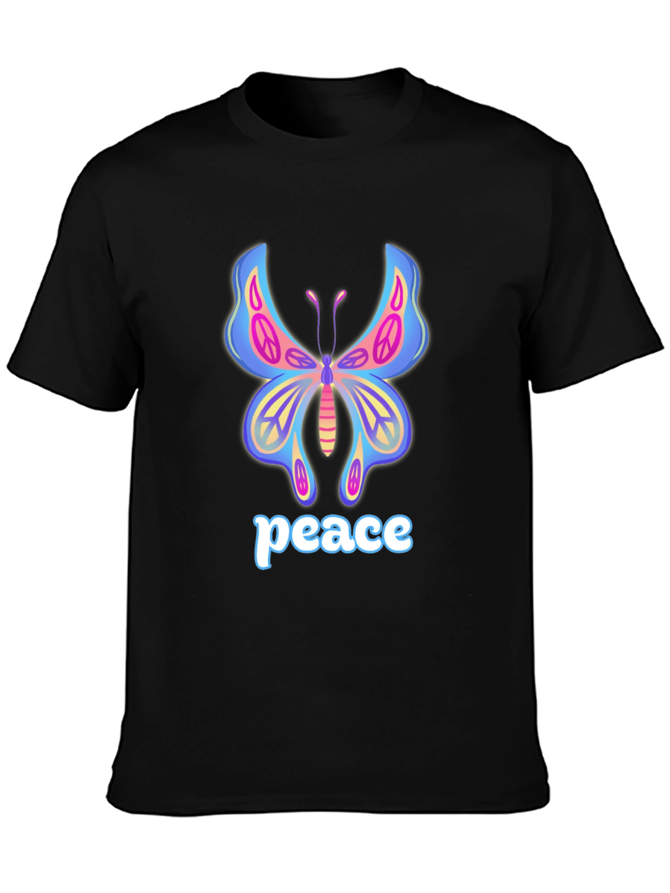Peace Butterfly Black T-Shirt