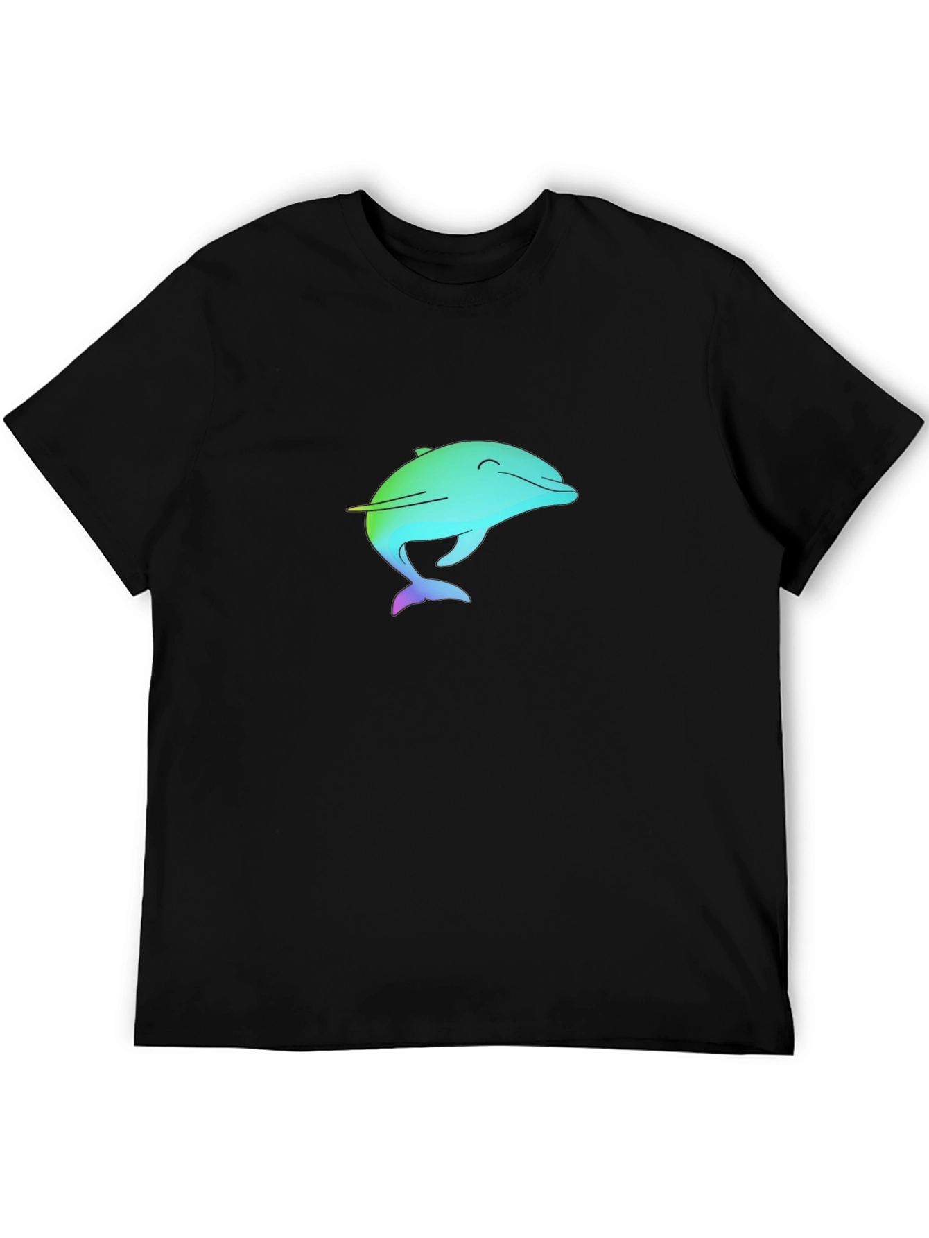 Rainbow Dolphin Graphic Black Tee