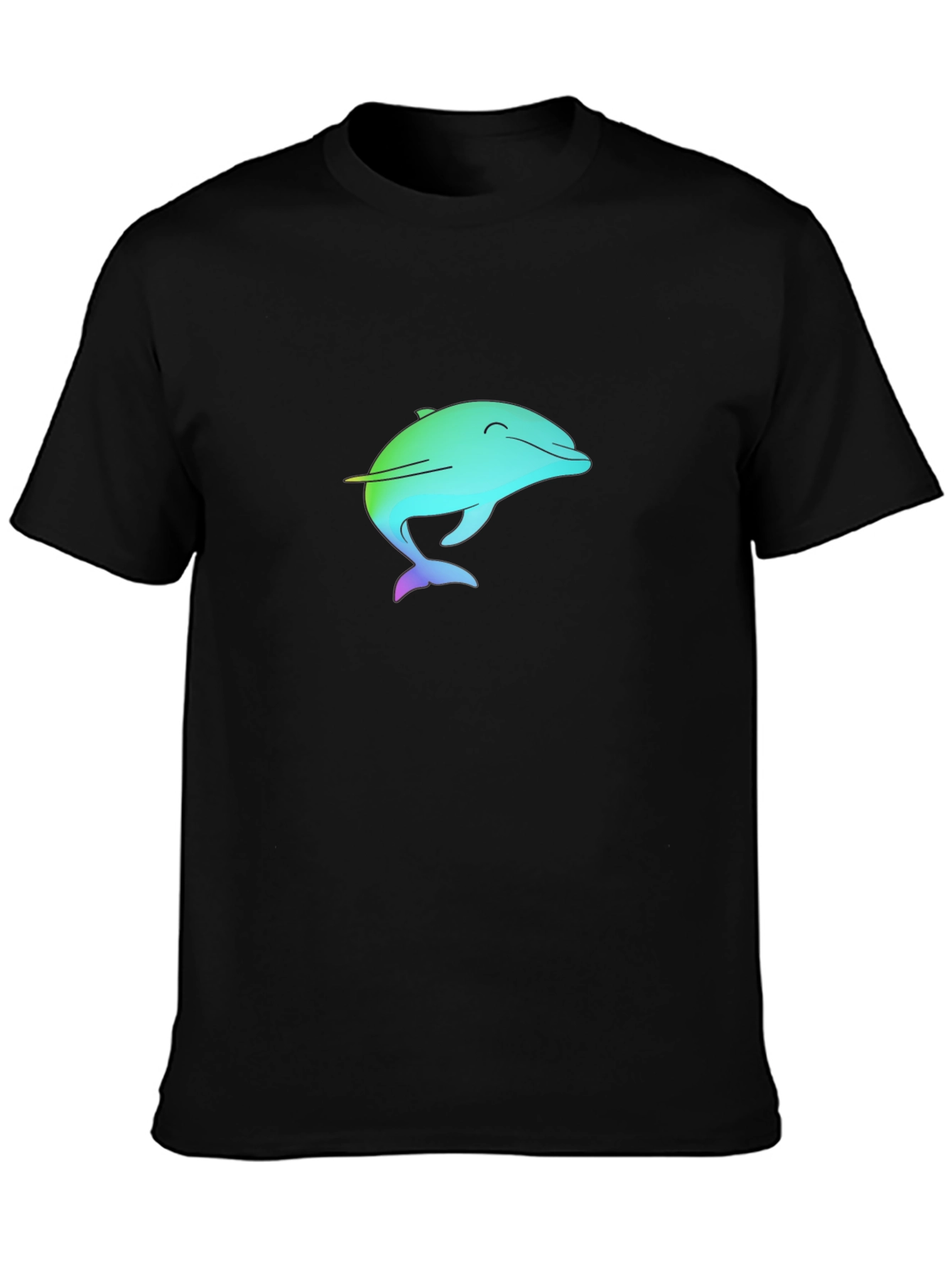 Rainbow Dolphin Graphic Black Tee