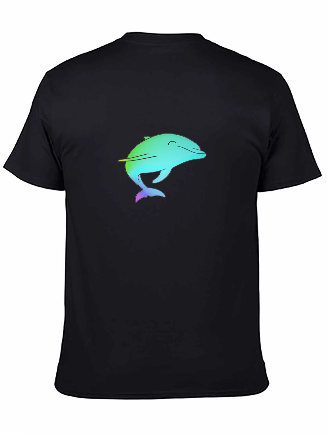Rainbow Dolphin Graphic Black Tee