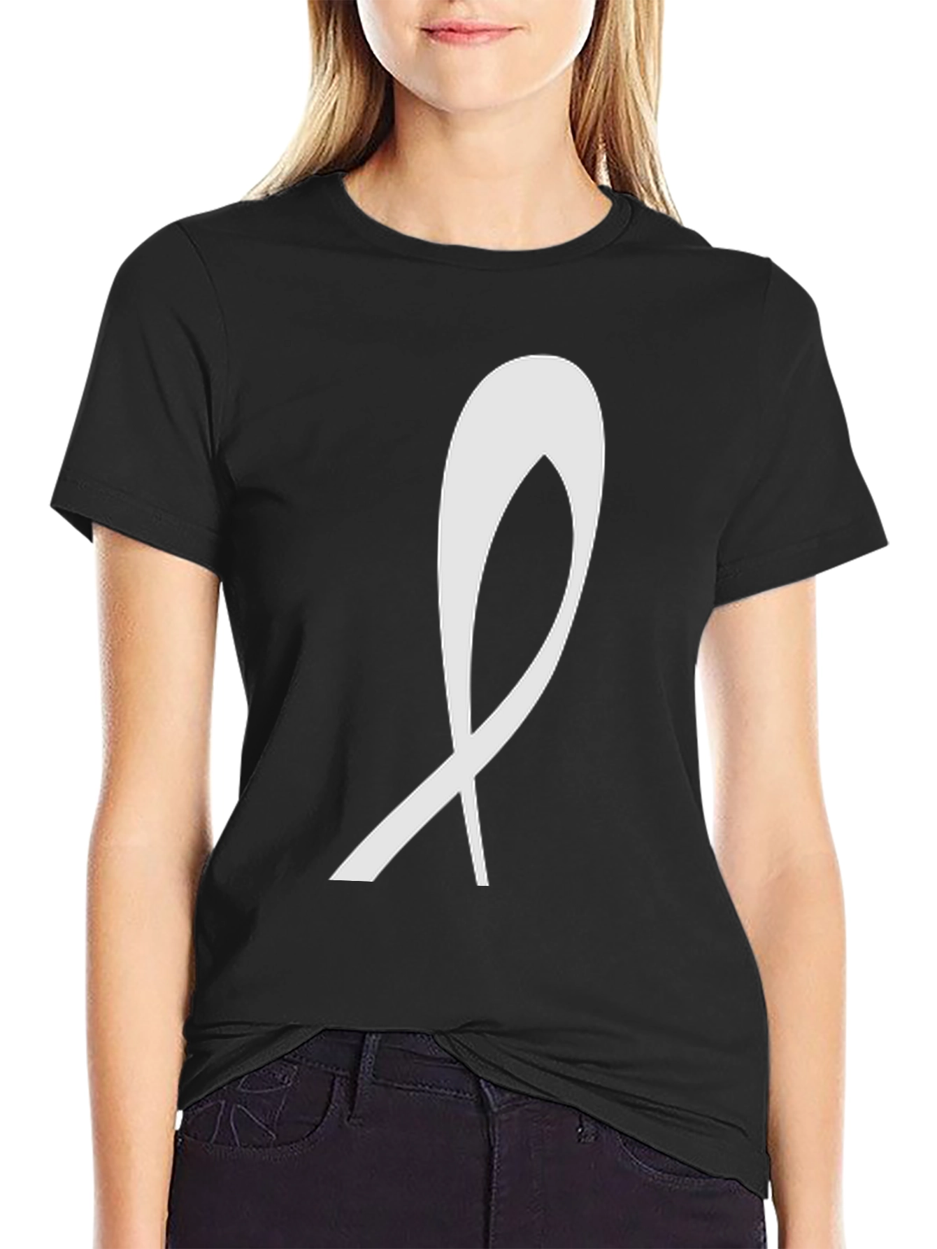 Modern Ribbon Graphic Black T-Shirt
