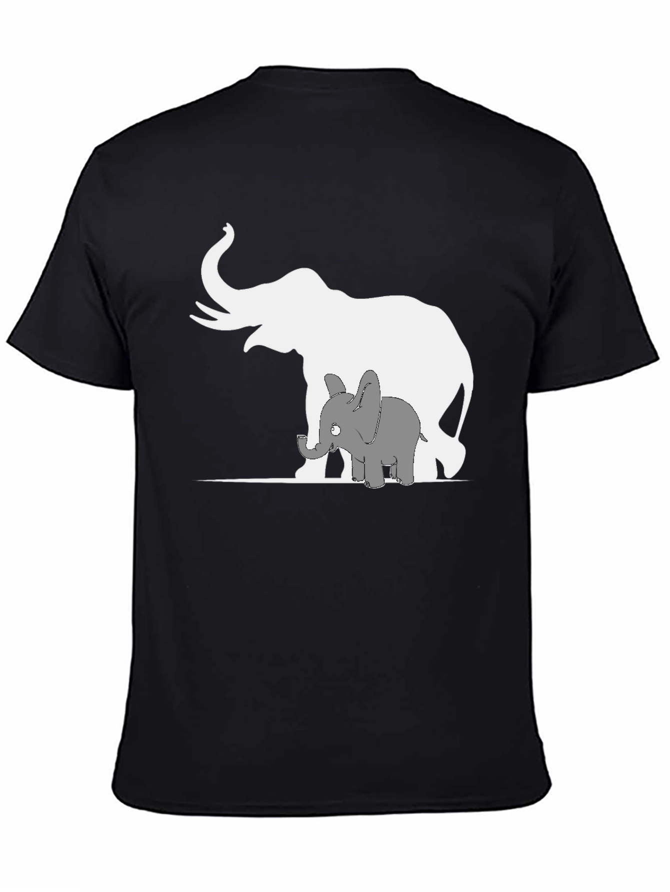 Elephant Family Graphic Tee - Black Cotton Casual Shirt