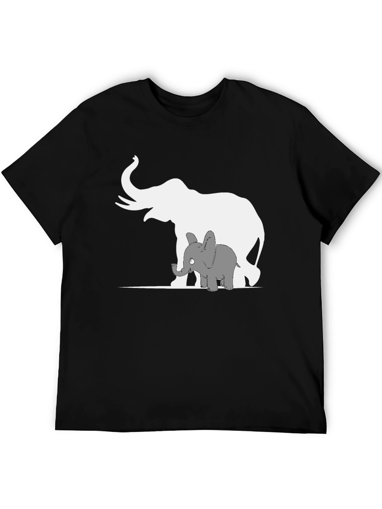 Elephant Family Graphic Tee - Black Cotton Casual Shirt