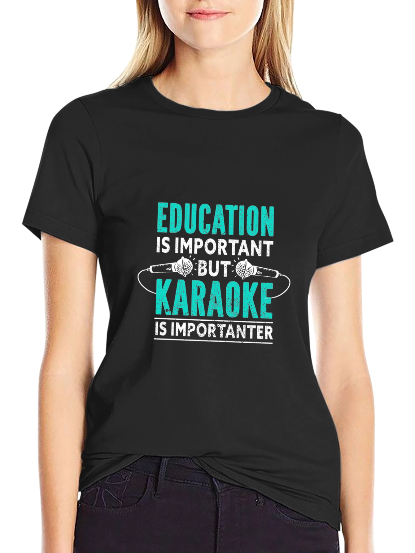 Education vs. Karaoke T-Shirt - Funny Music Lover Tee