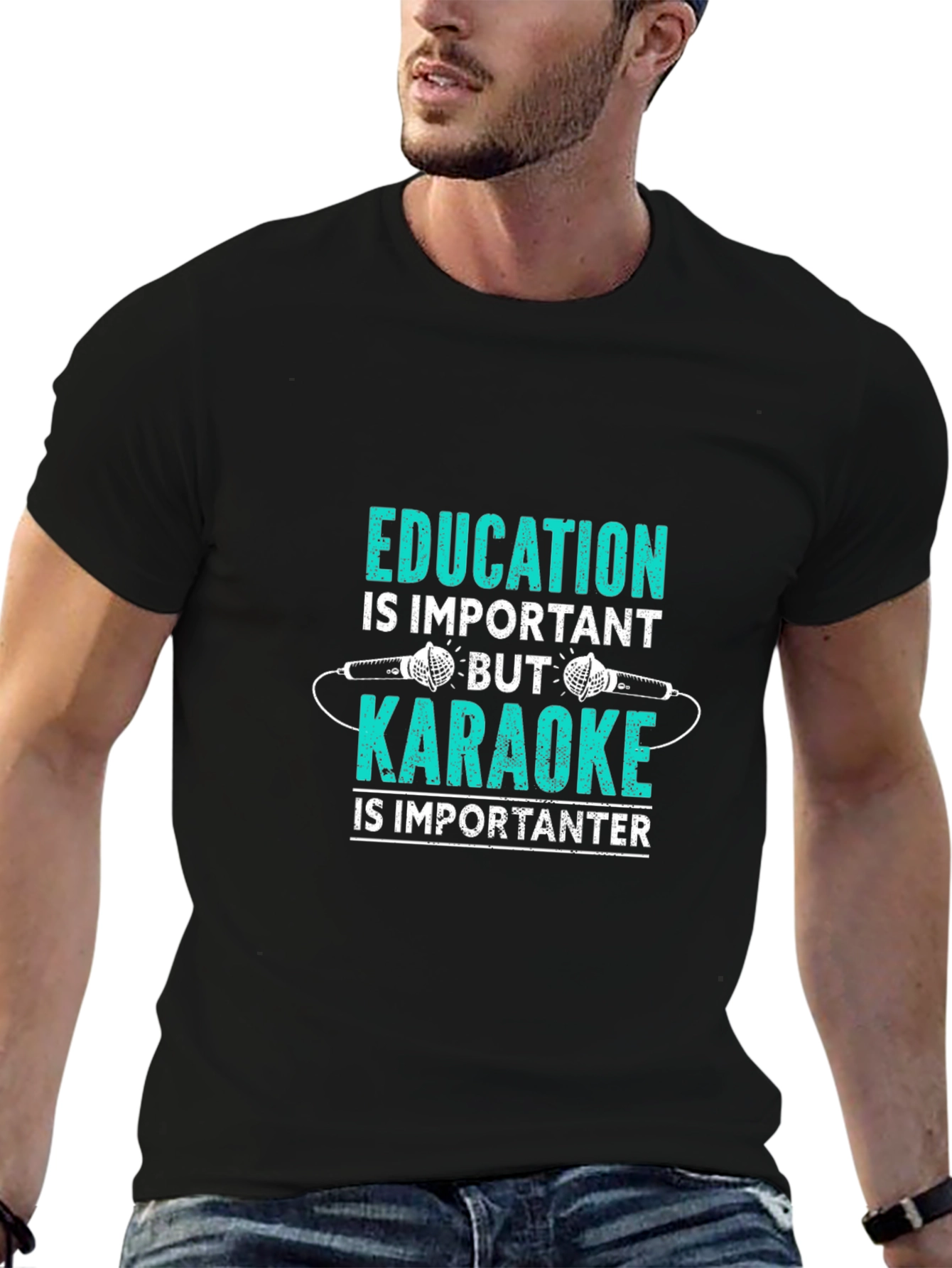 Education vs. Karaoke T-Shirt - Funny Music Lover Tee