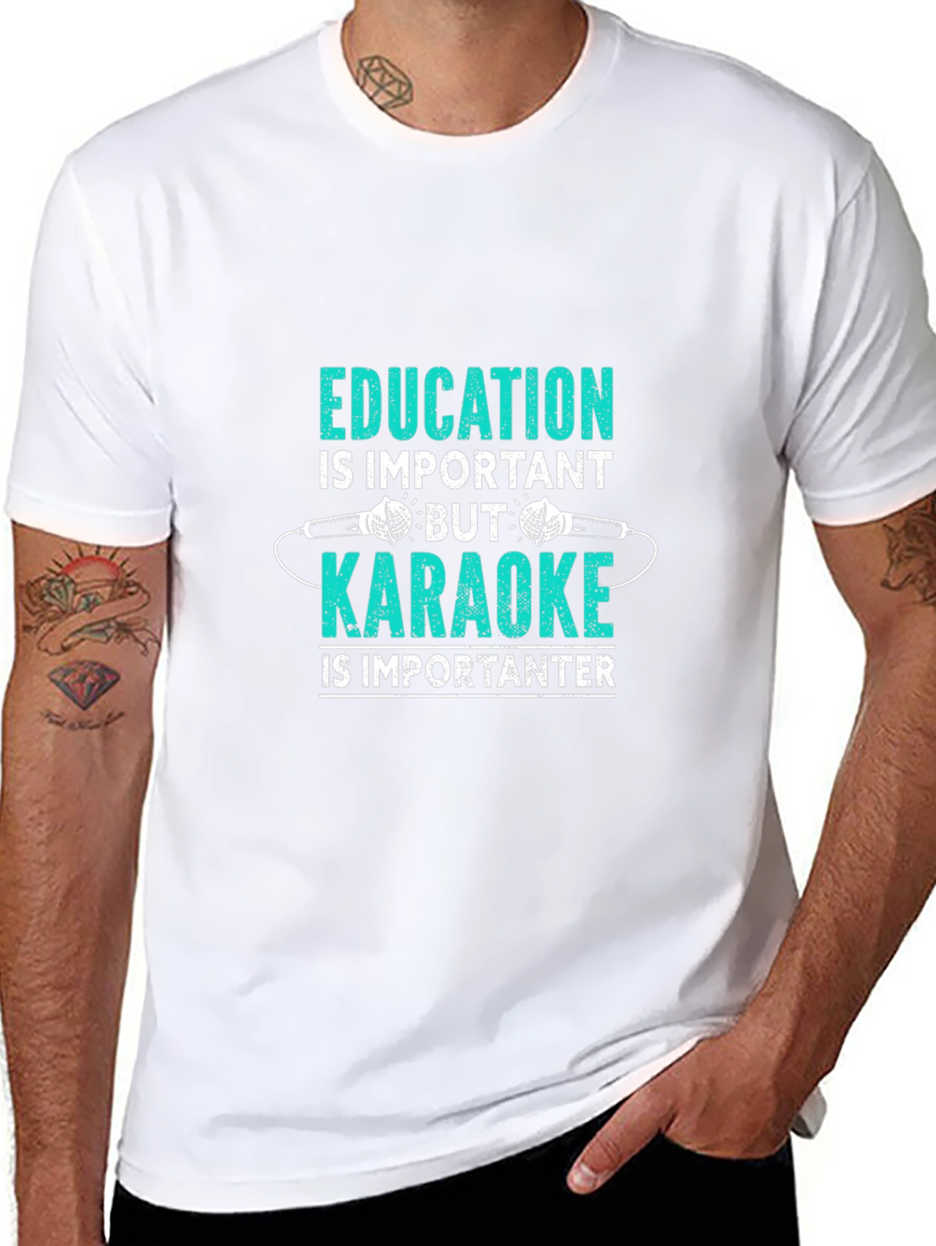 Education vs. Karaoke T-Shirt - Funny Music Lover Tee