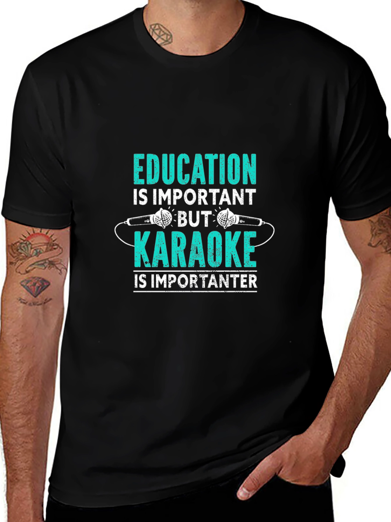 Education vs. Karaoke T-Shirt - Funny Music Lover Tee