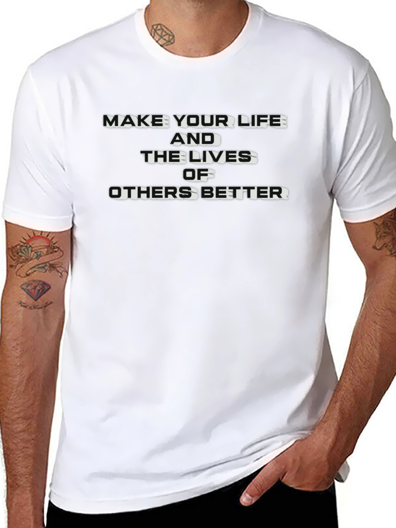 Inspirational Graphic Tee - Make Lives Better Black T-Shirt