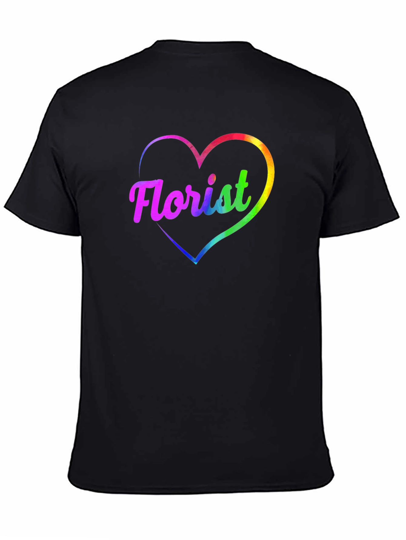 Rainbow Florist Heart Black T-Shirt