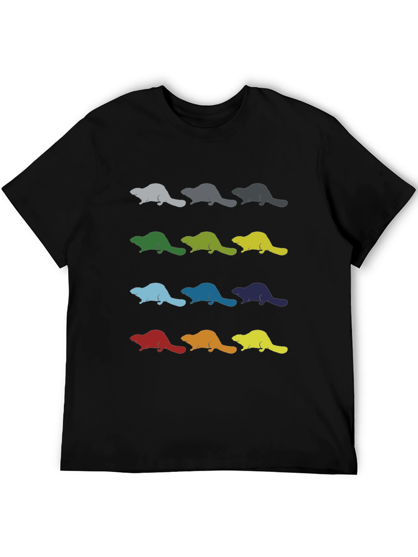 Colorful Beaver Pattern T-Shirt