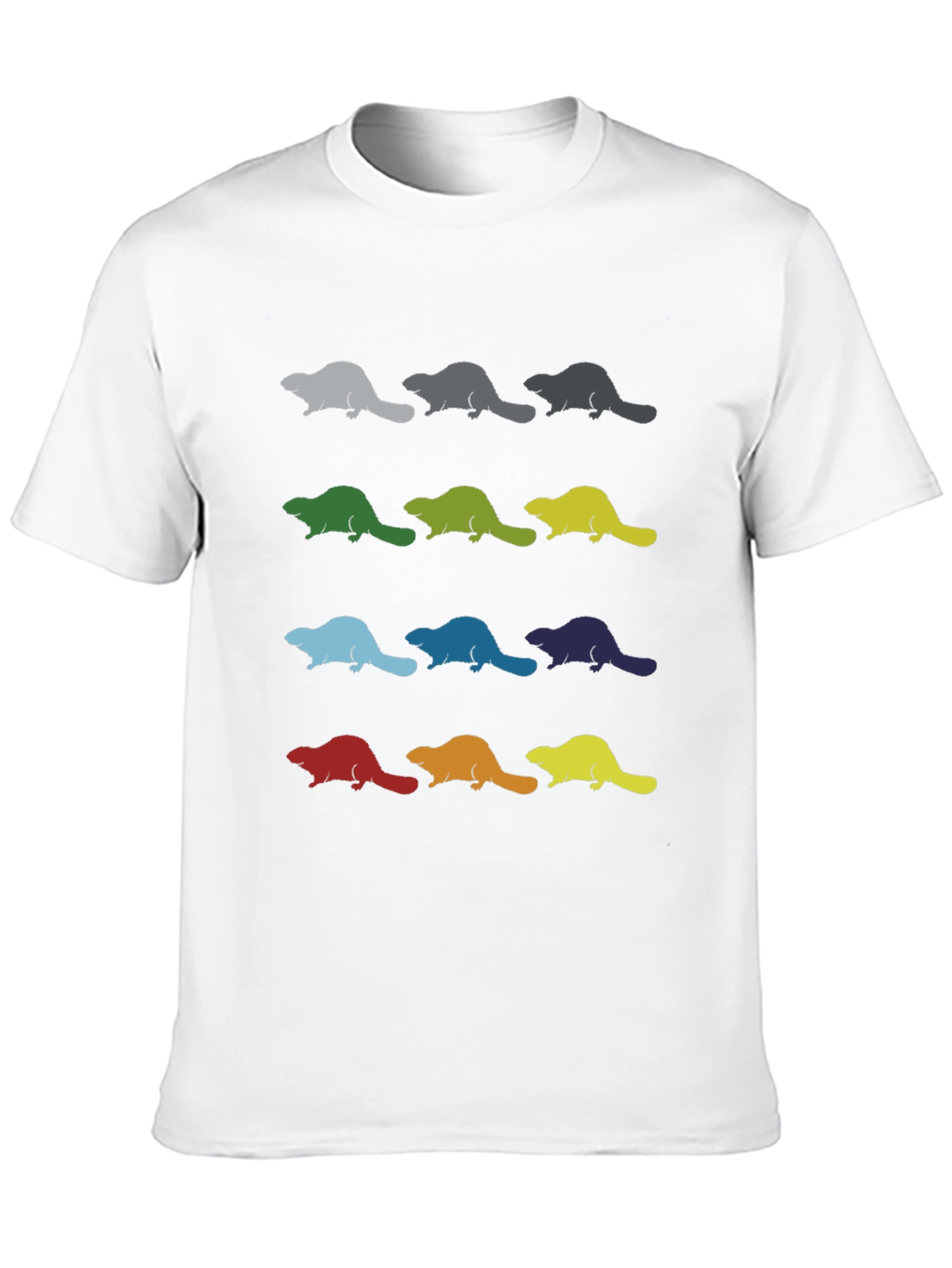 Colorful Beaver Pattern T-Shirt