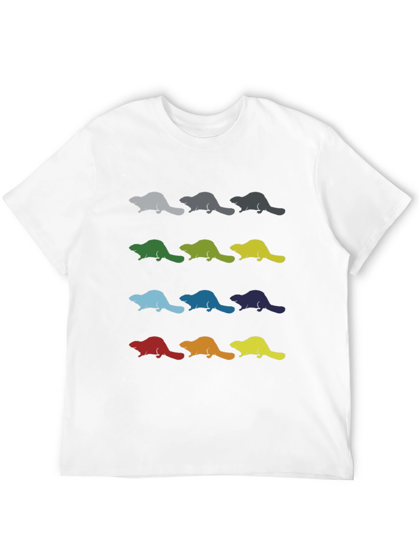 Colorful Beaver Pattern T-Shirt